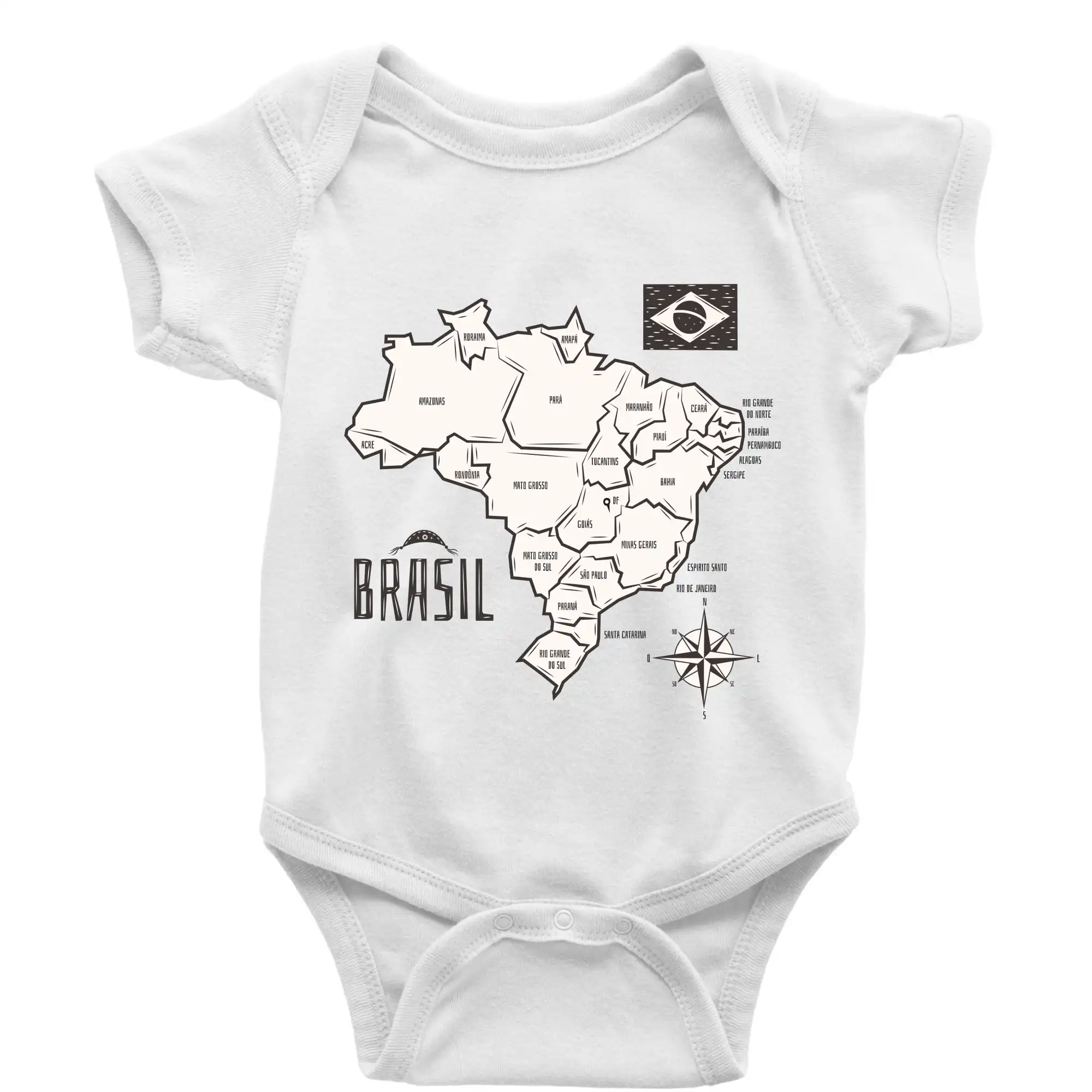 Ostatné mestá / miesta - Brazília mapa s názvami regiónov - Body dojčenské s krátkym rukávom