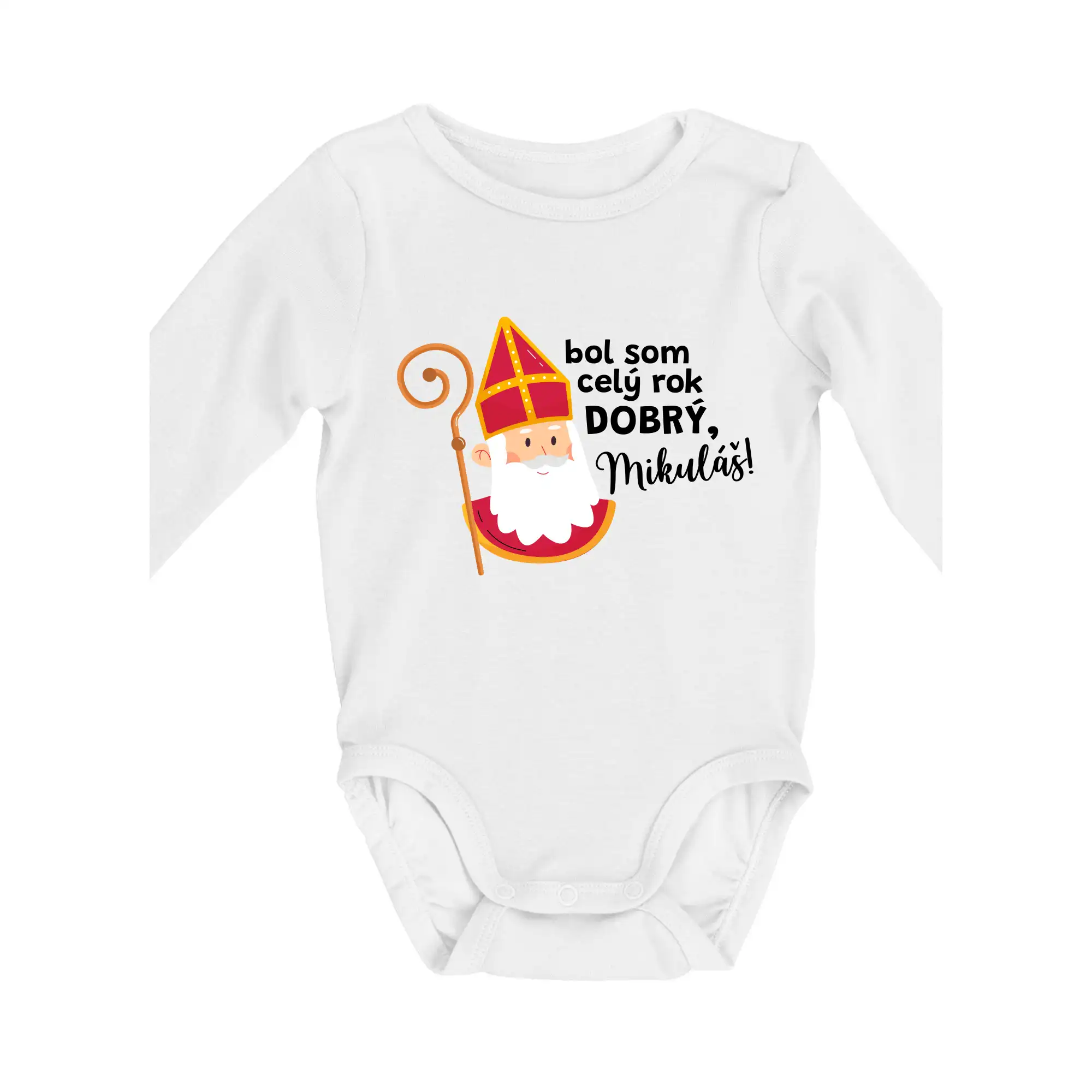 Vianočné tričká - Bol som celý rok dobrý, Mikuláš! - Body dojčenské s dlhým rukávom