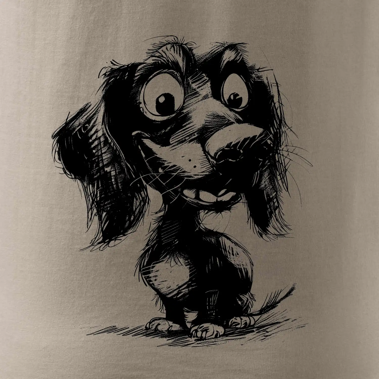 Černobílá karikatura jezevčík