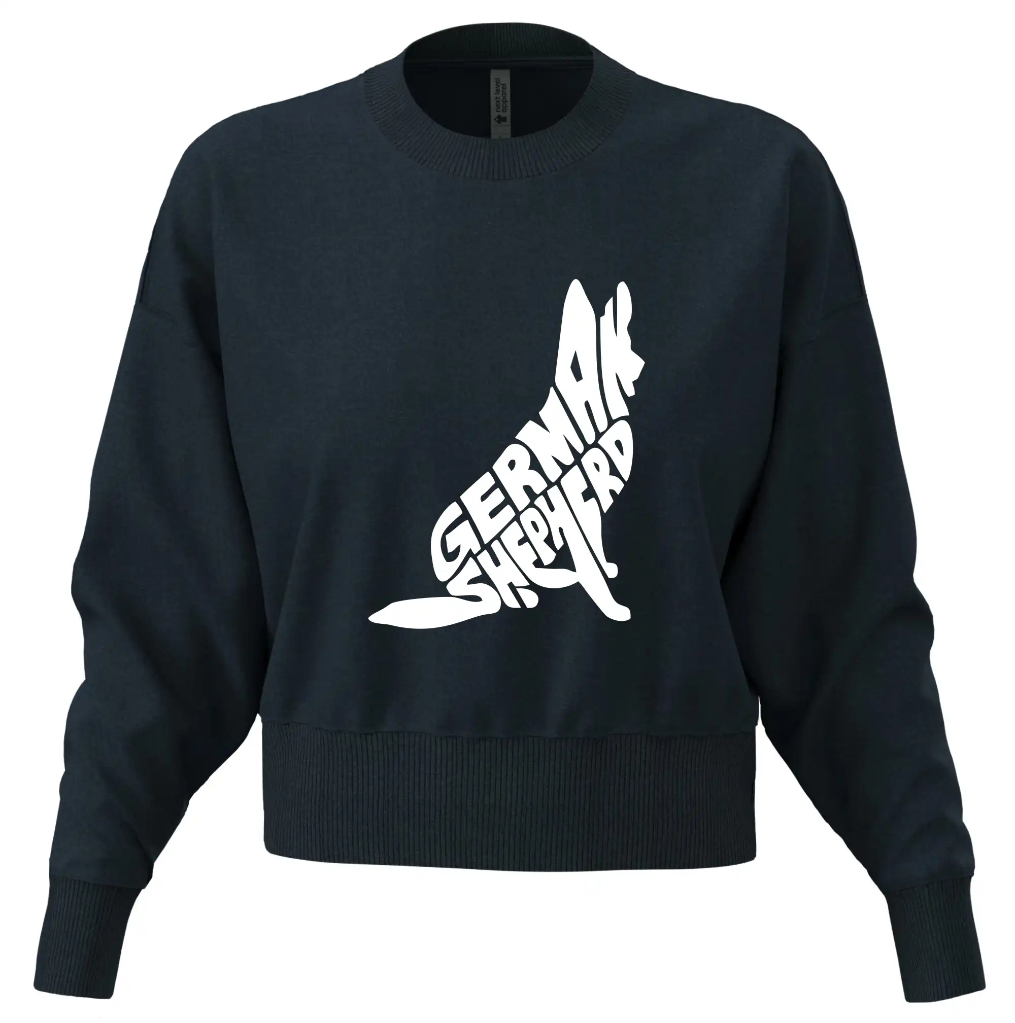 Německý ovčák sedící napis