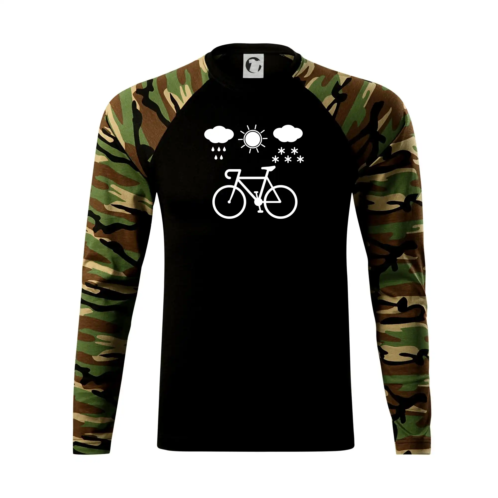 Tričko ako darček pre cyklistu - Cyklista za každého počasia - Camouflage LS