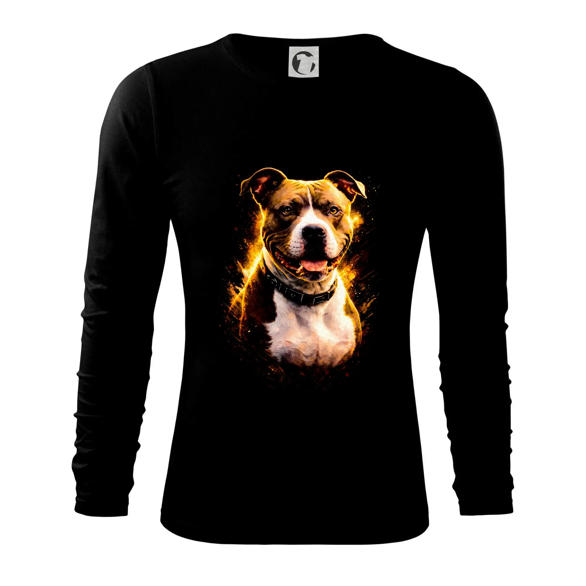 Ostatné psie plemená - Obrázok poltón Americký stafordšírsky teriér hlava - Tričko s dlhým rukávom FIT-T long sleeve