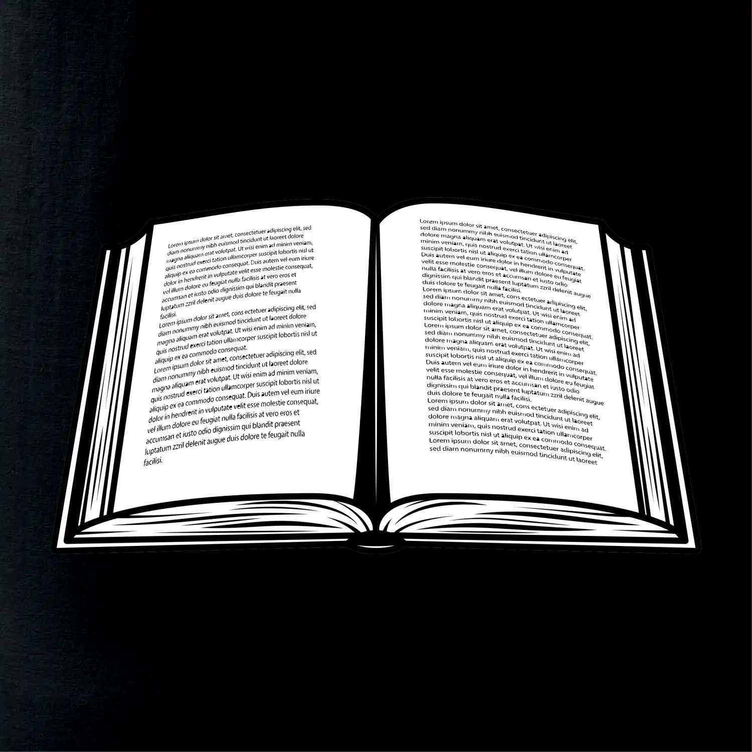 Kniha černobílá otevřená s textem