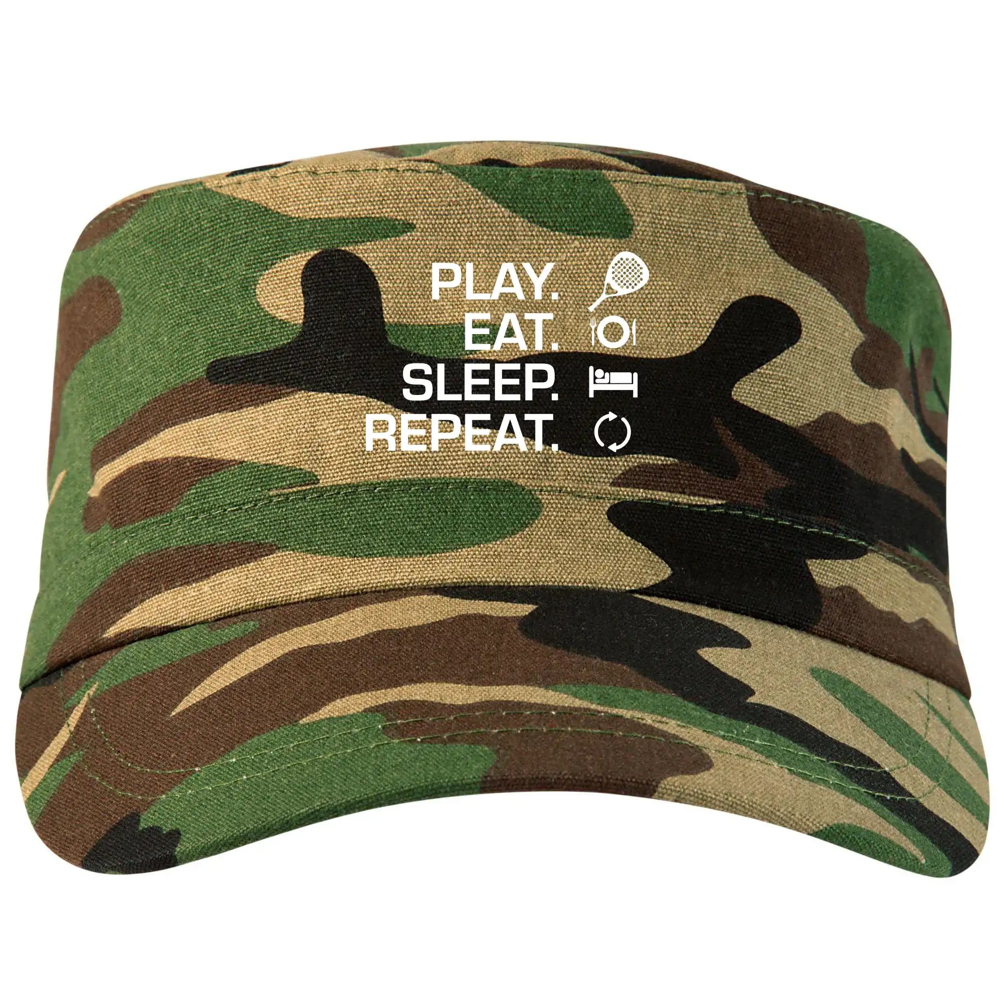 Tričká s motívmi Padel tenis - Play eat sleep repeat padel - Šiltovka CAMO