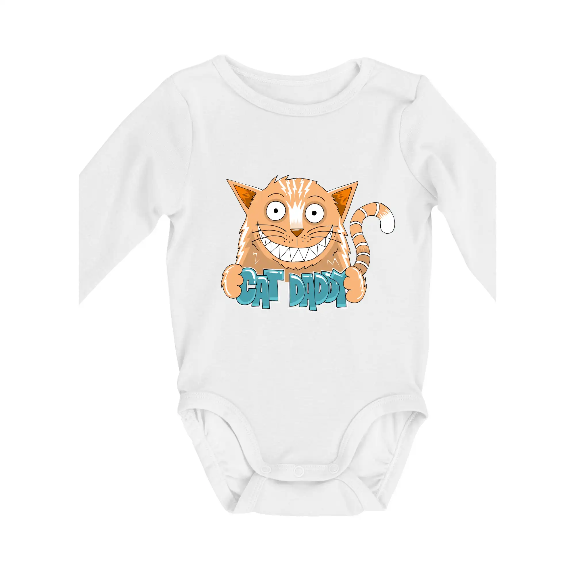 Vtipná tričká s mačkou - Cat daddy s vycenenými zubami (Pecka design) - Body dojčenské s dlhým rukávom