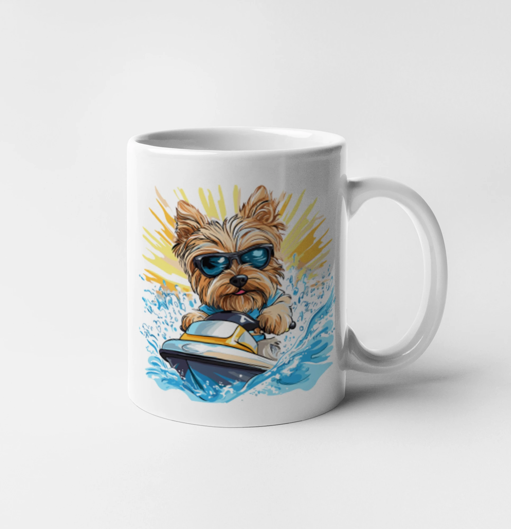 Yorkšírský teriér na vodním skútru