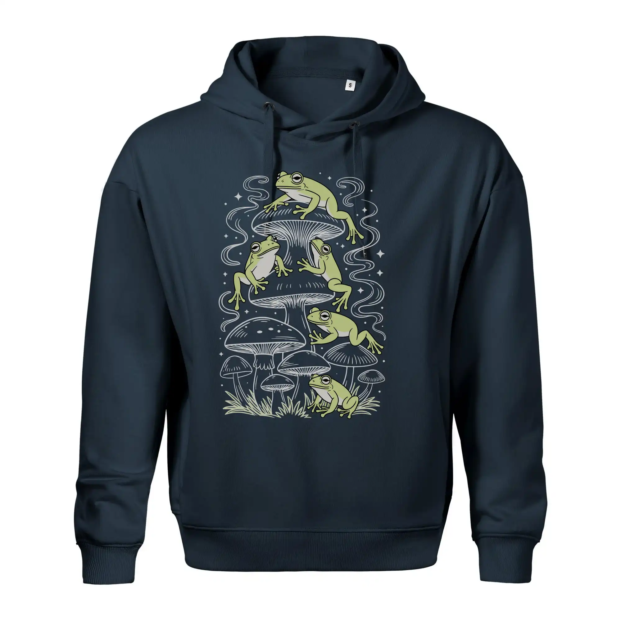 Goblincore frogs and various mushrooms