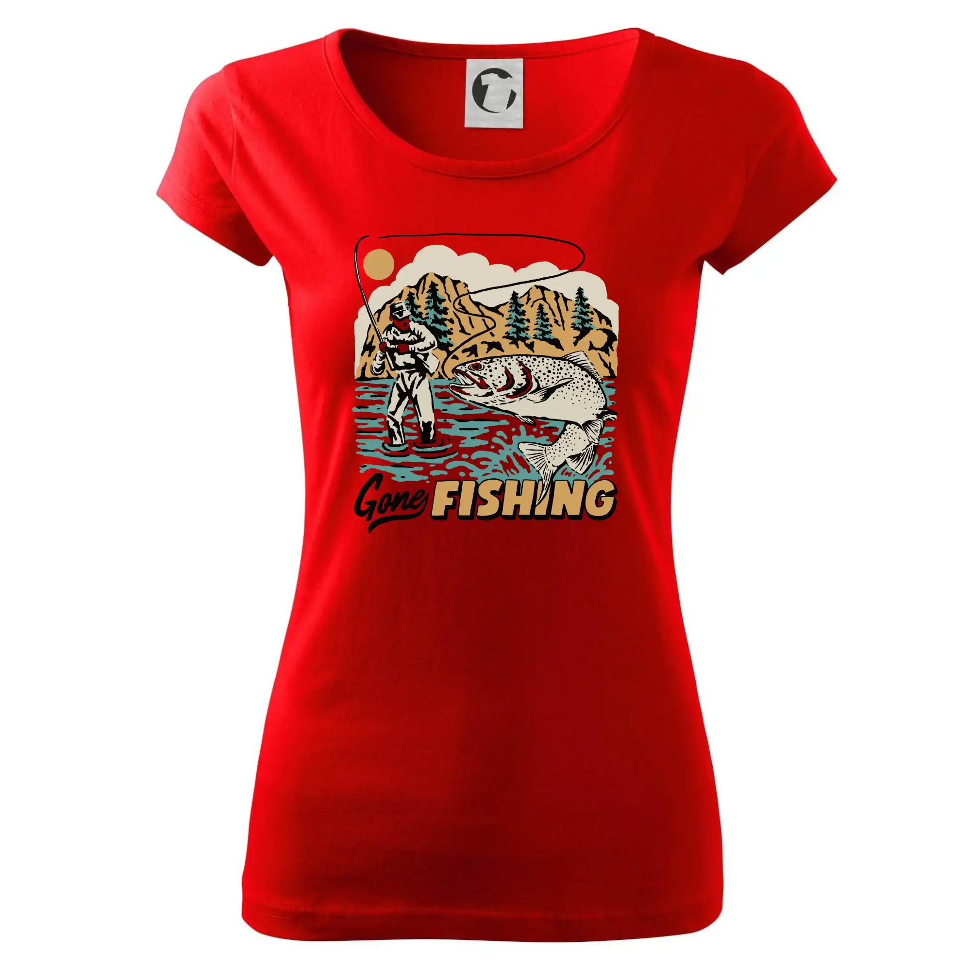 Tričká pre rybárov s potlačou - Gone Fishing - Dámske tričko Pure
