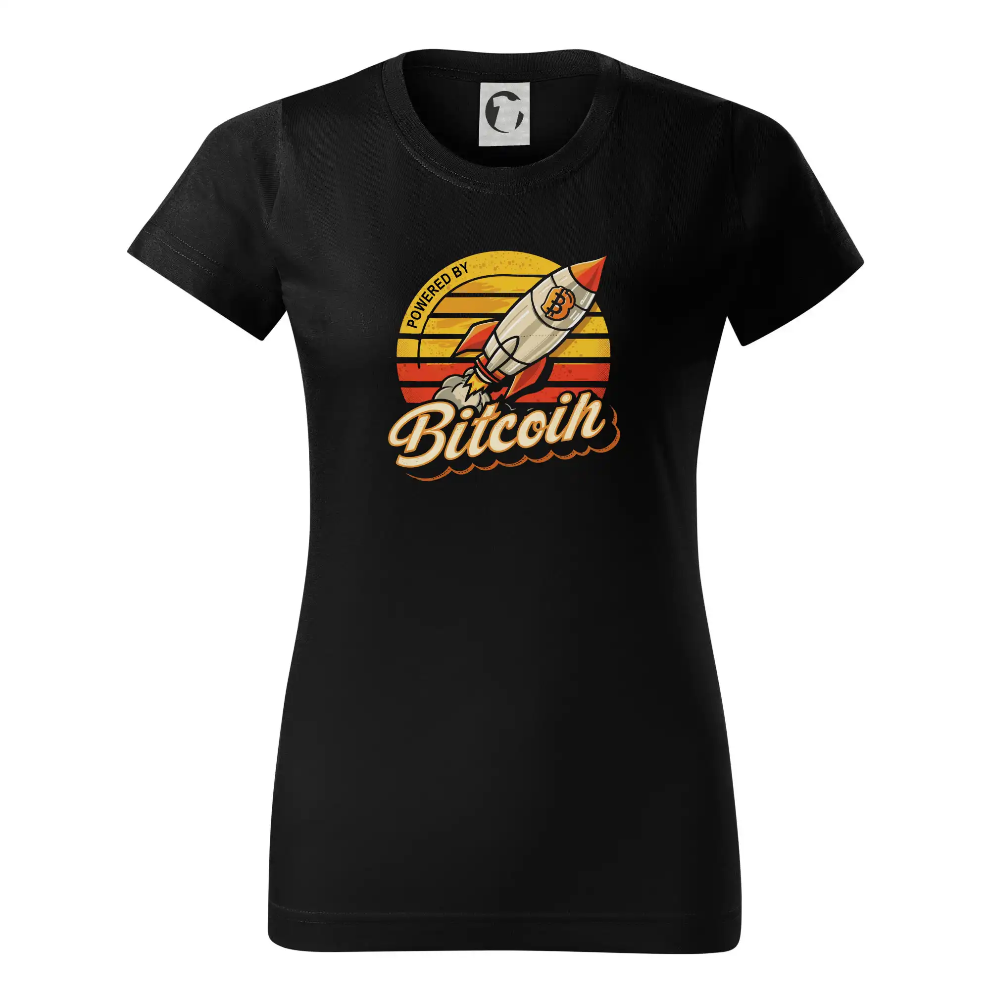 Powered by Bitcoin  bitcoin rocket - Dámske tričko basic - ľahko voľnejšie a dlhšie