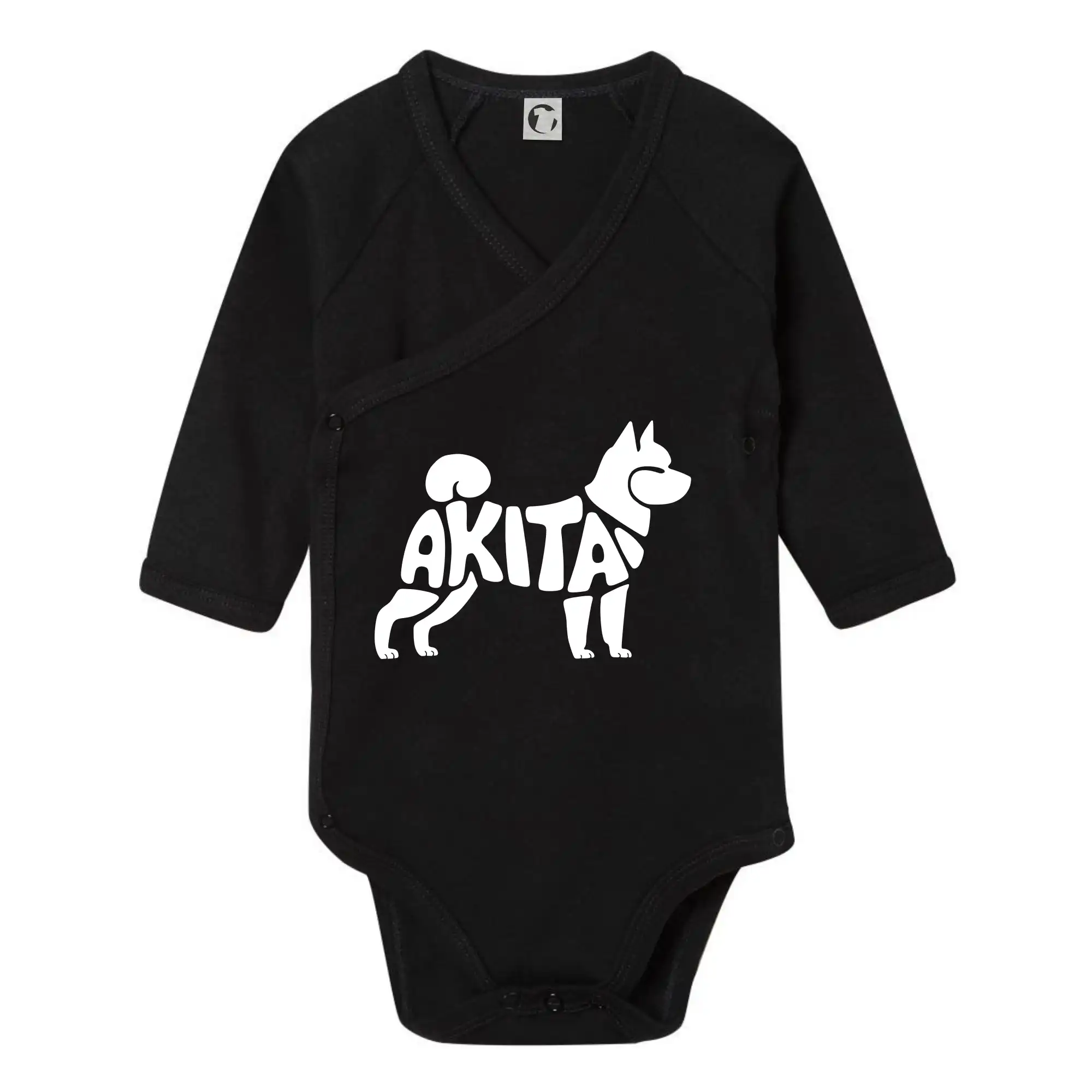 Ostatné psie plemená - Akita Inu - Nápis v tele - Body zavinovacie s dlhým rukávom