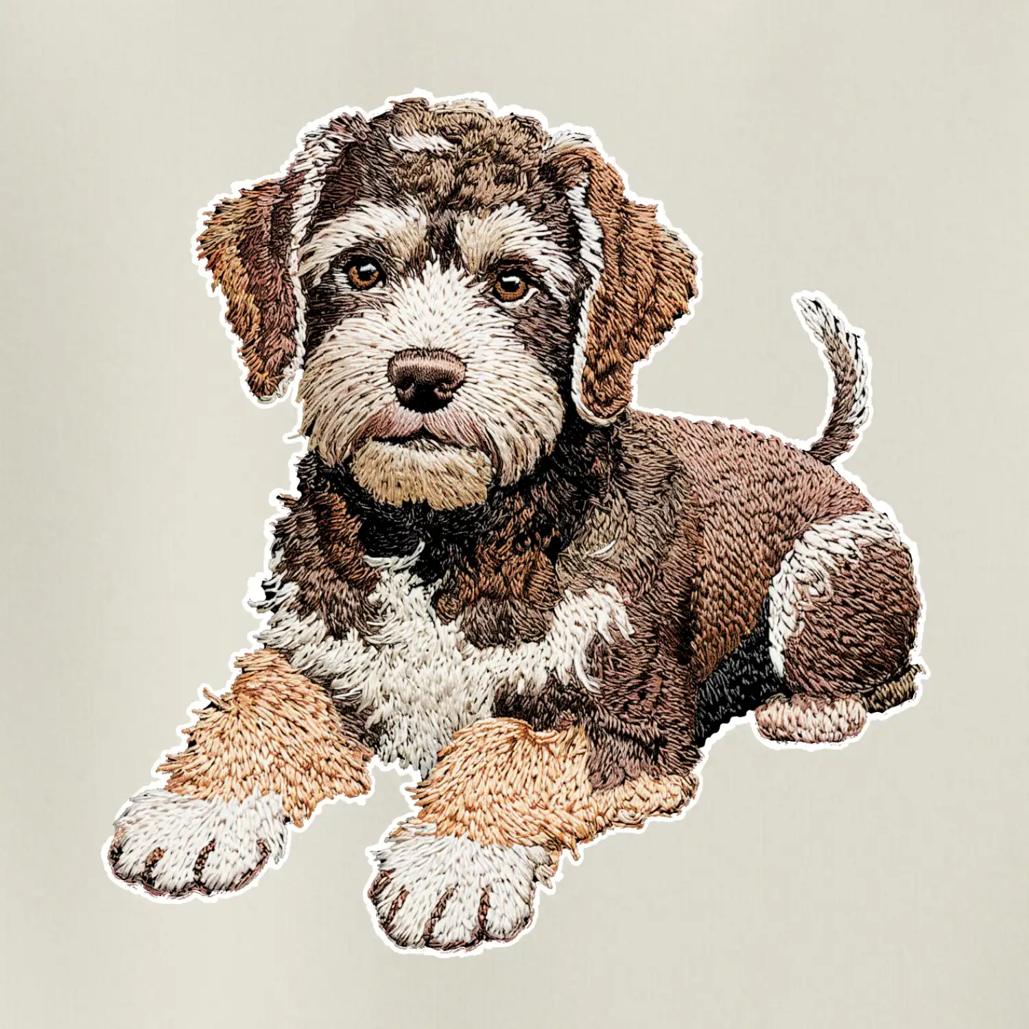 Lagotto romagnolo ležicí vyšívaný na prsu