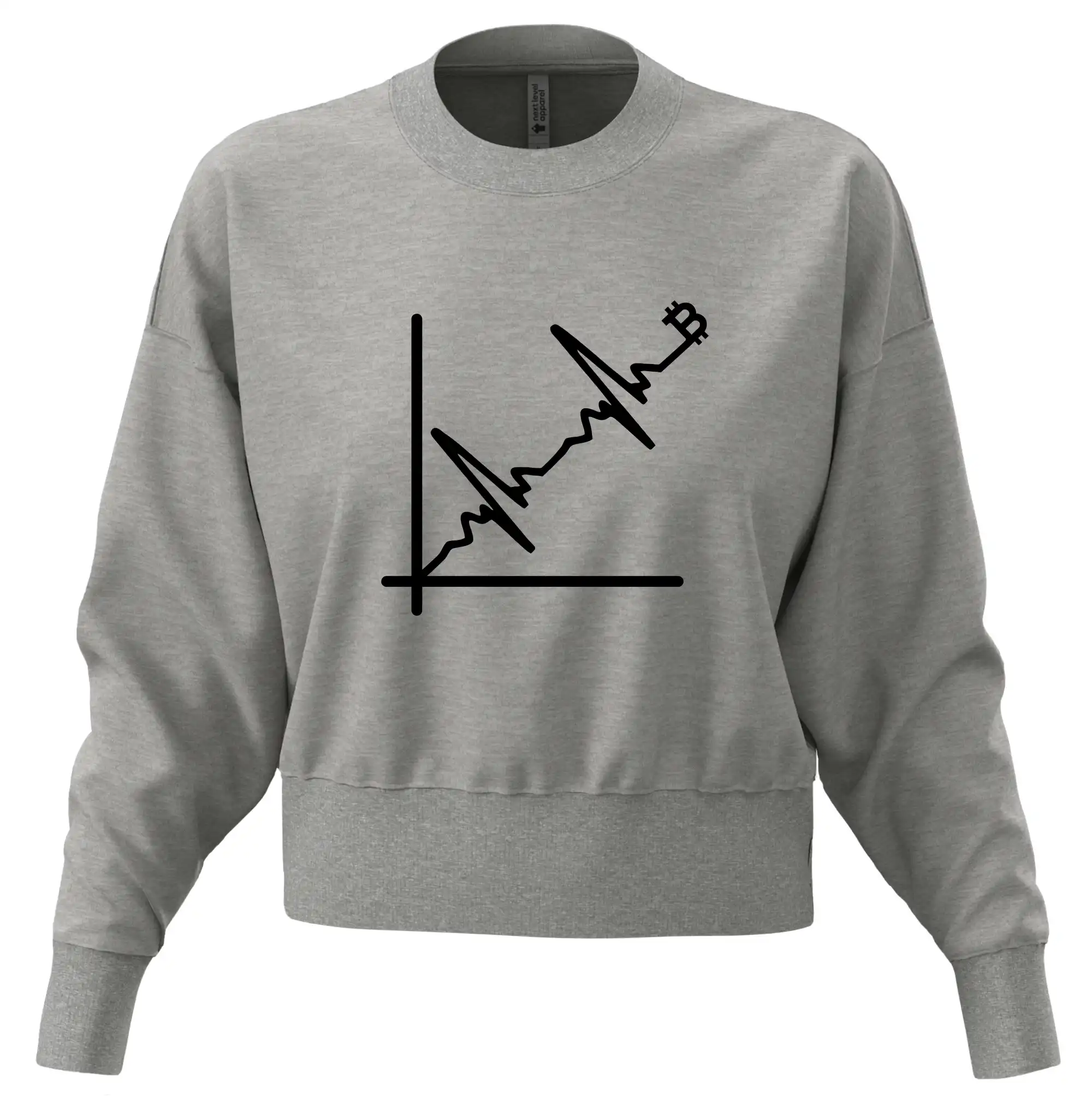 EKG graf bitcoin - Mikina oversize crop OVERSIZE