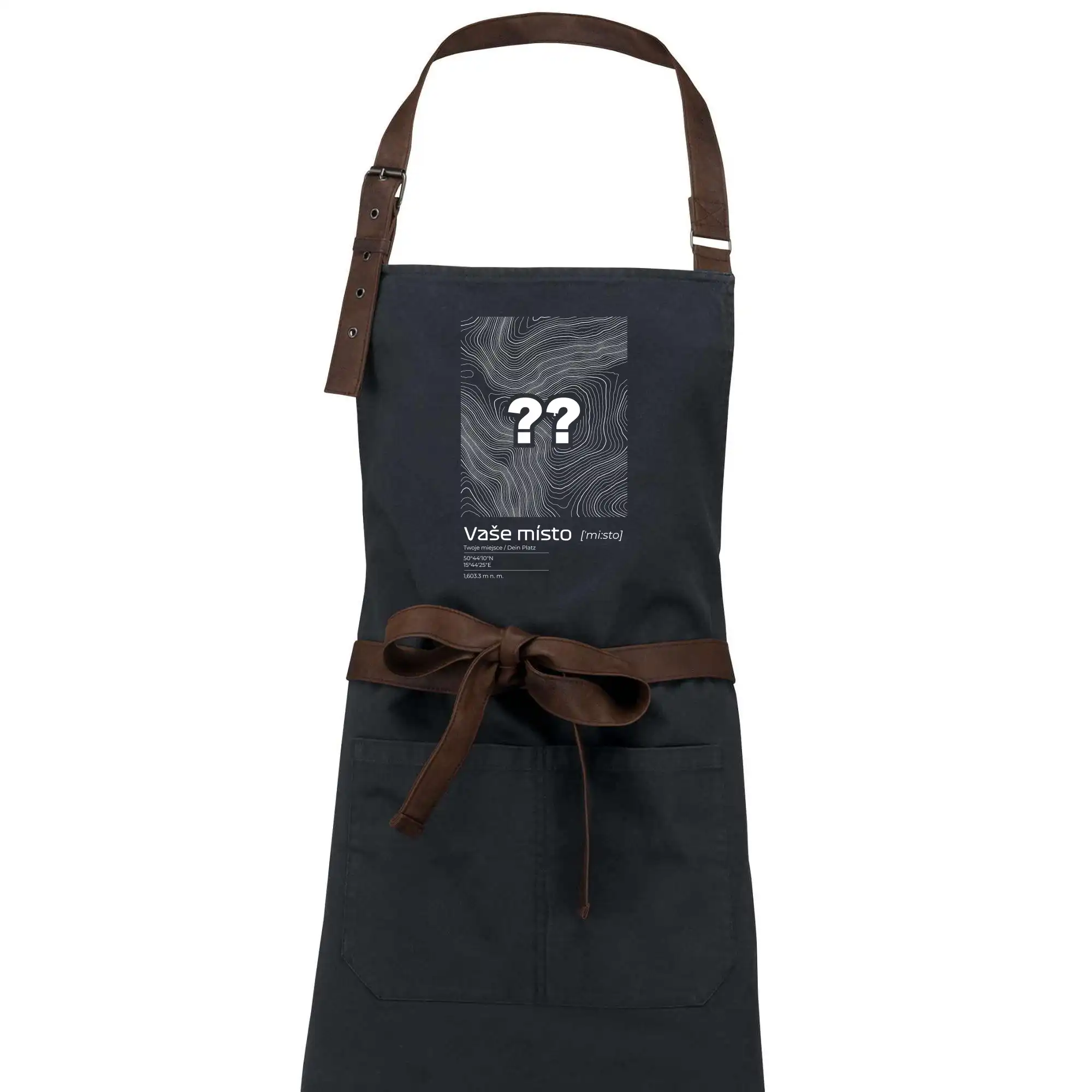 Tričká s vrstevnicami – originálne horské motívy - Vaše miesto - vrstevnice v obdĺžniku - Zástera Vintage