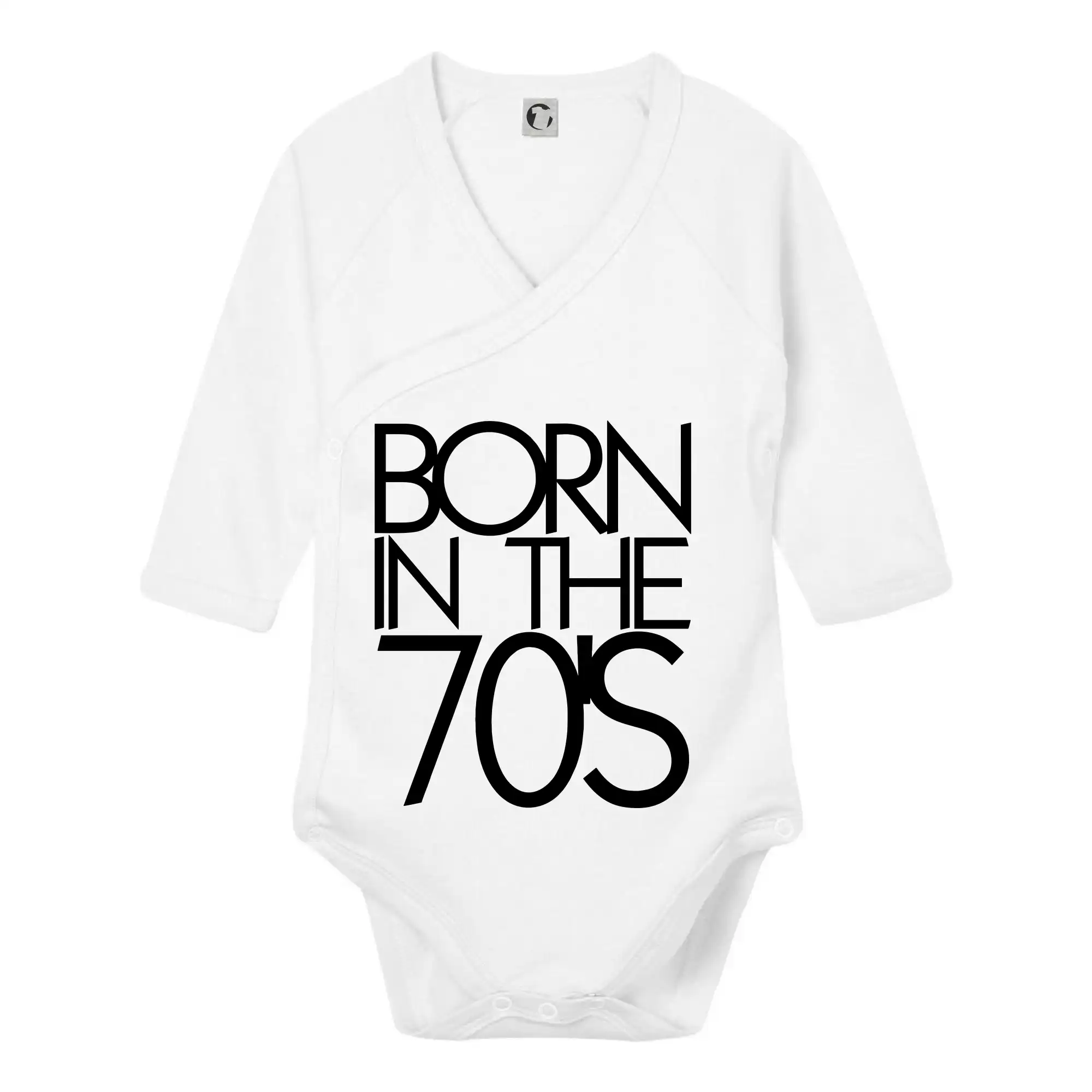 Tričká k narodeninám - Born In The 70's - Body zavinovacie s dlhým rukávom