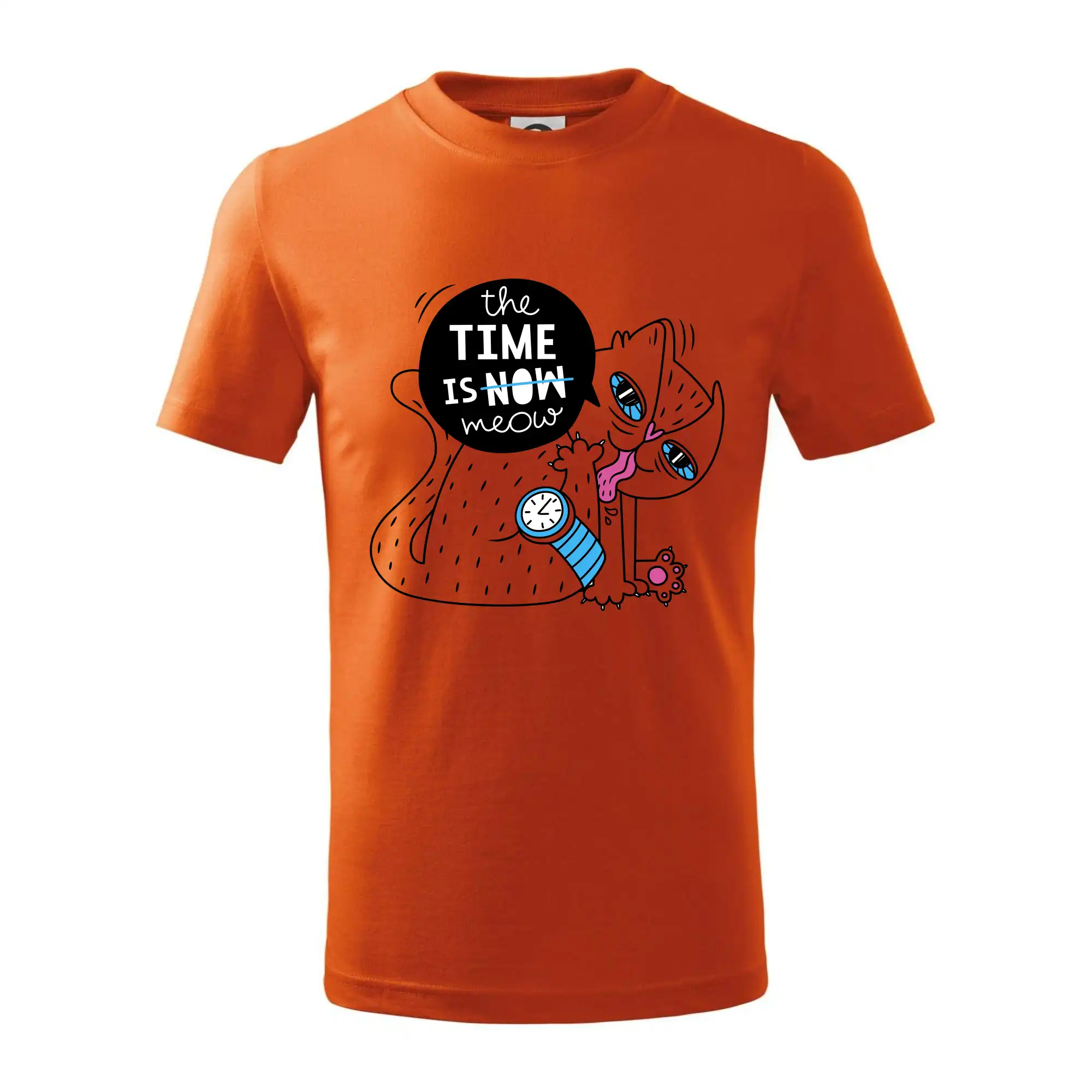 Vtipná tričká s mačkou - The time is meow - Tričko detské bavlnené