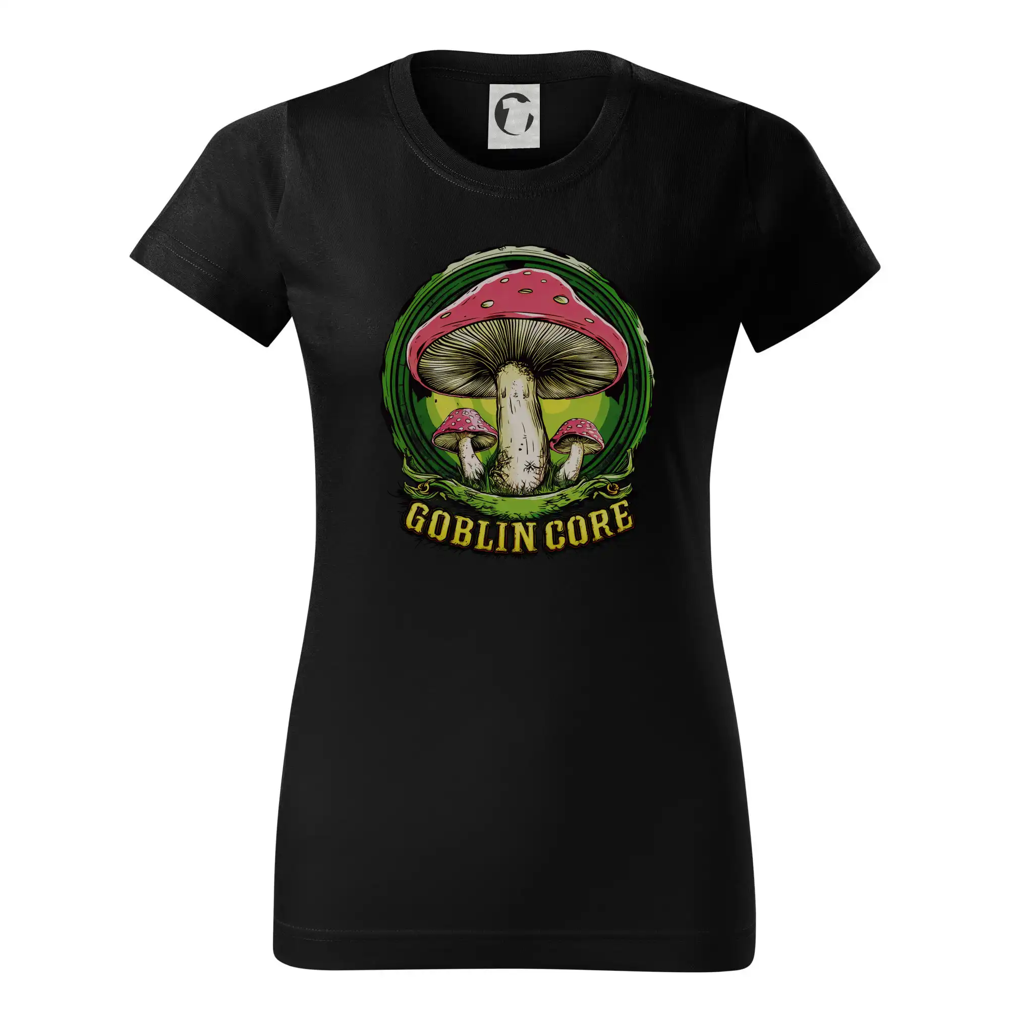 Tričká s motívmi ktoré frčia na internete - Goblincore  red capped mushrooms - Dámske tričko basic - ľahko voľnejšie a dlhšie