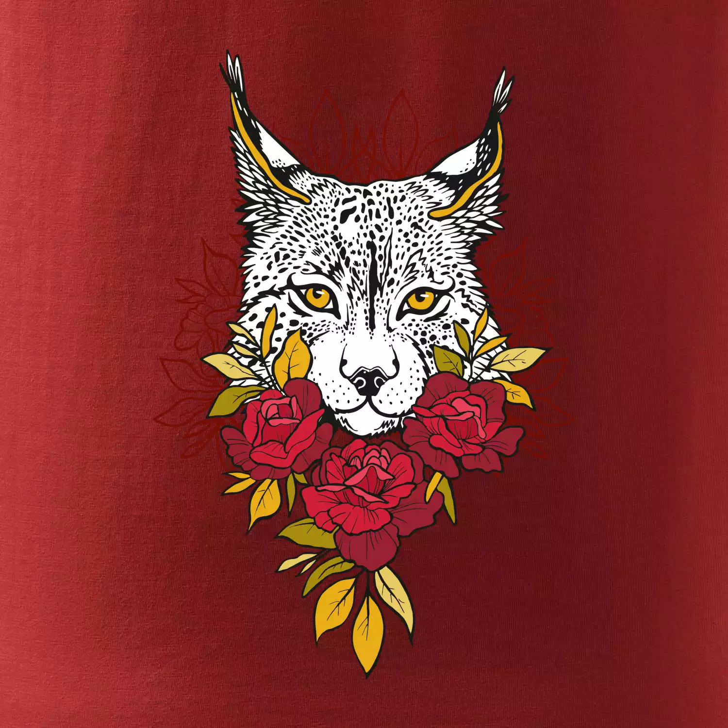 Rys s červenými ružami (Pecka design)