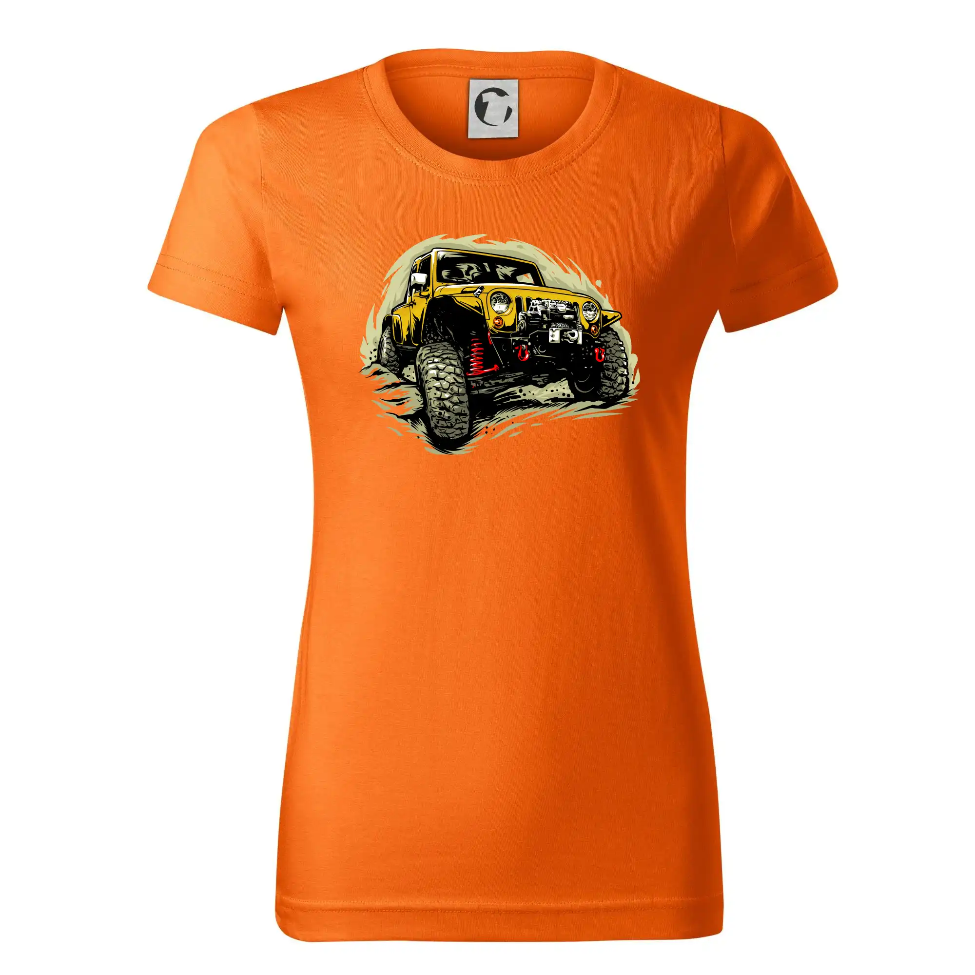 Auto tričká - Žltý offroad s navijakom - Dámske tričko basic - ľahko voľnejšie a dlhšie