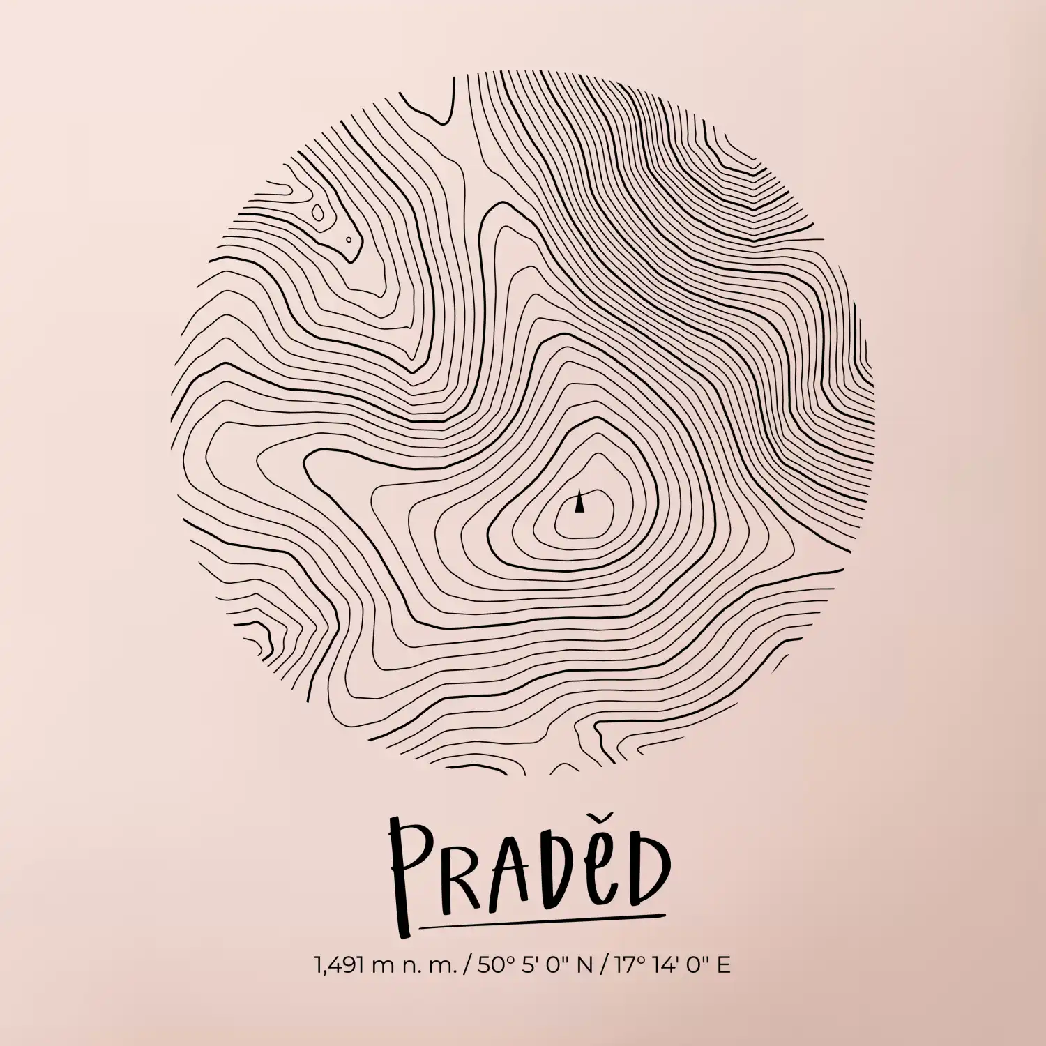 Praděd - vrstevnice v kruhu