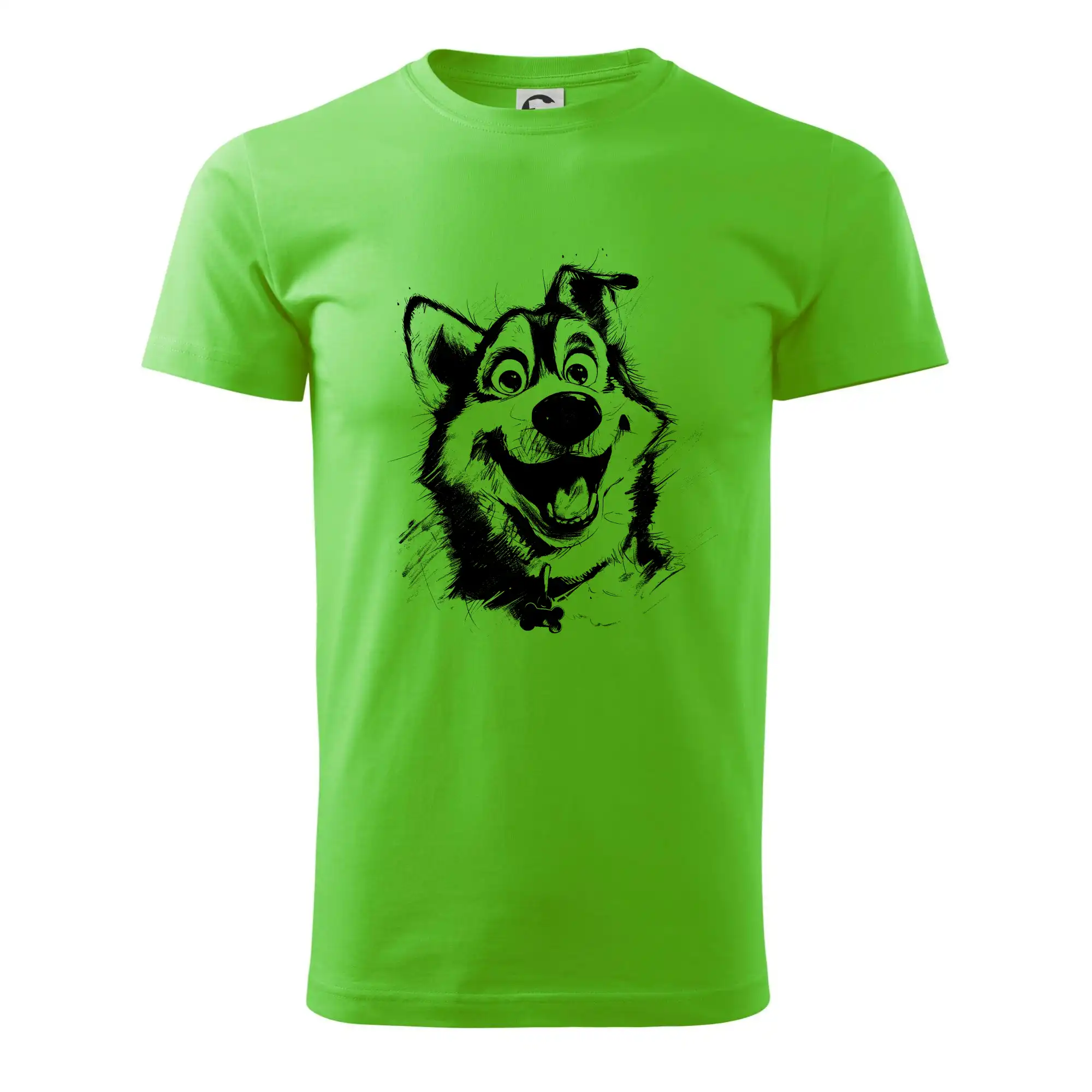 Černobílá karikatura husky