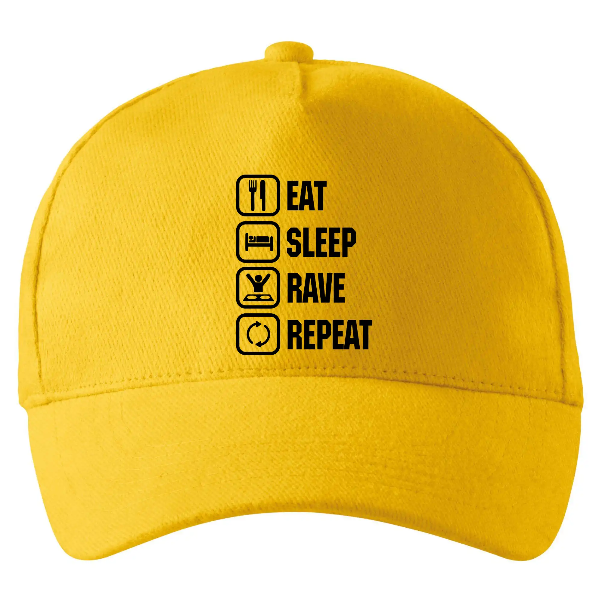 Eat sleep repeat - Eat sleep rave repeat - Šiltovka so zahnutým šiltom a mosaznou sponou