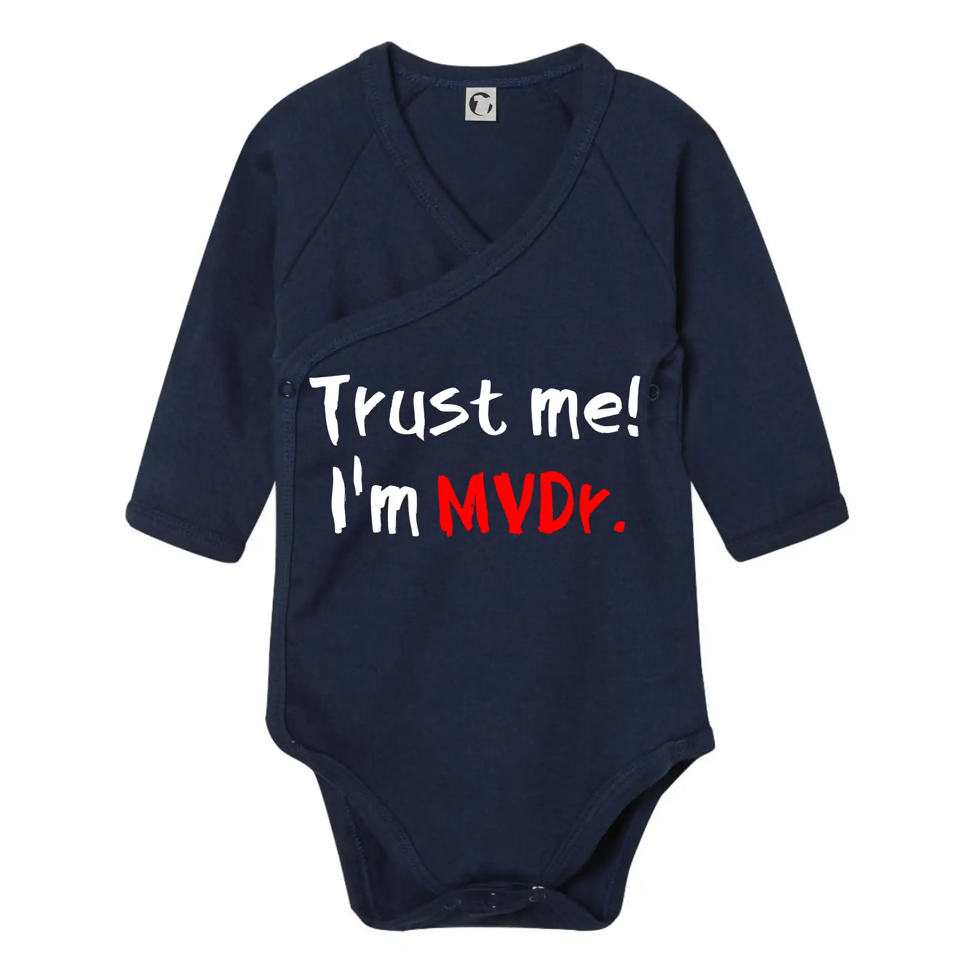 Tričká na ukončenie štúdia - Trust me I´m  MVDr. / Ver mi som MVDr. - Body zavinovacie s dlhým rukávom