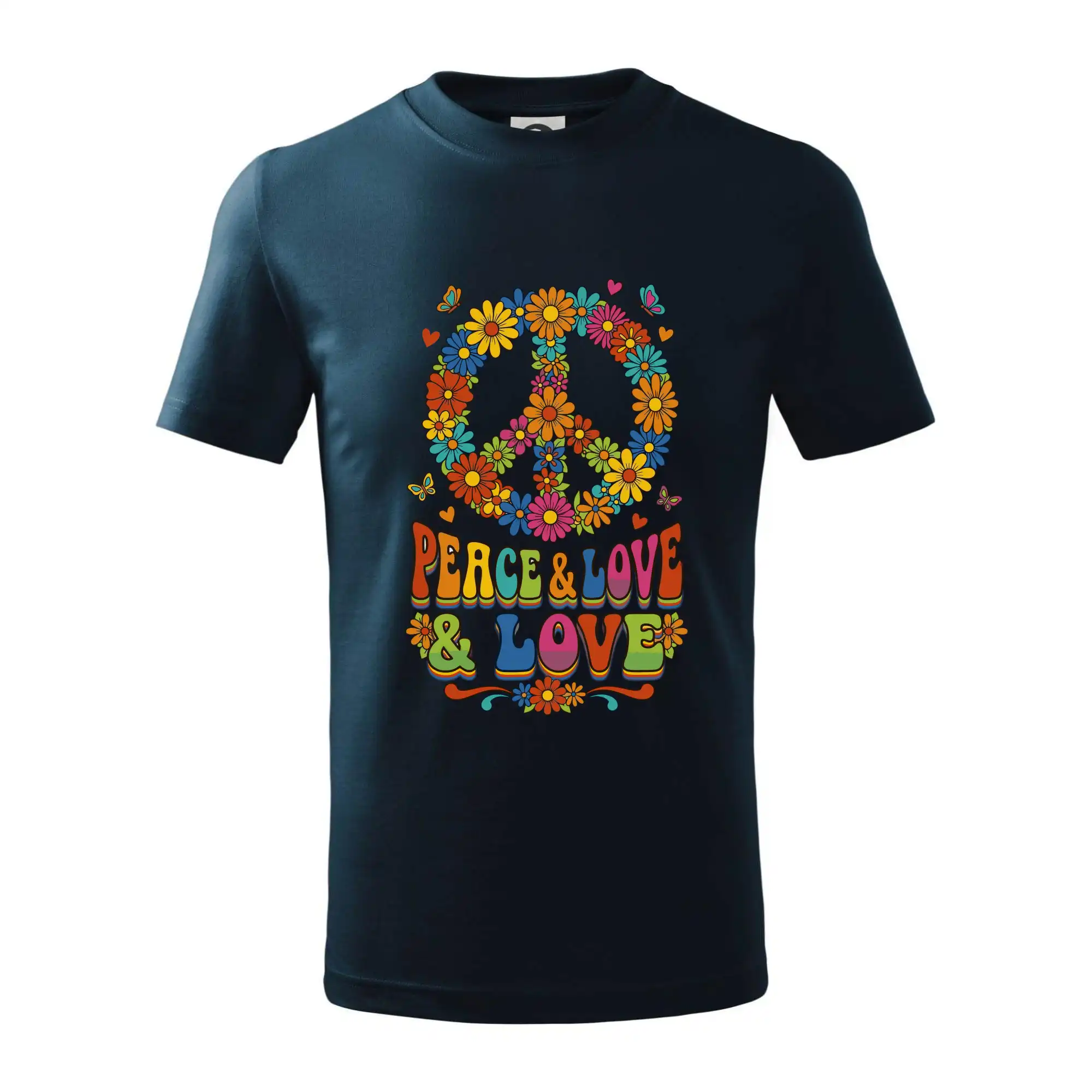 Tričká pre pohodový ľudí - Peace and love - na výšku s květy - Tričko detské bavlnené