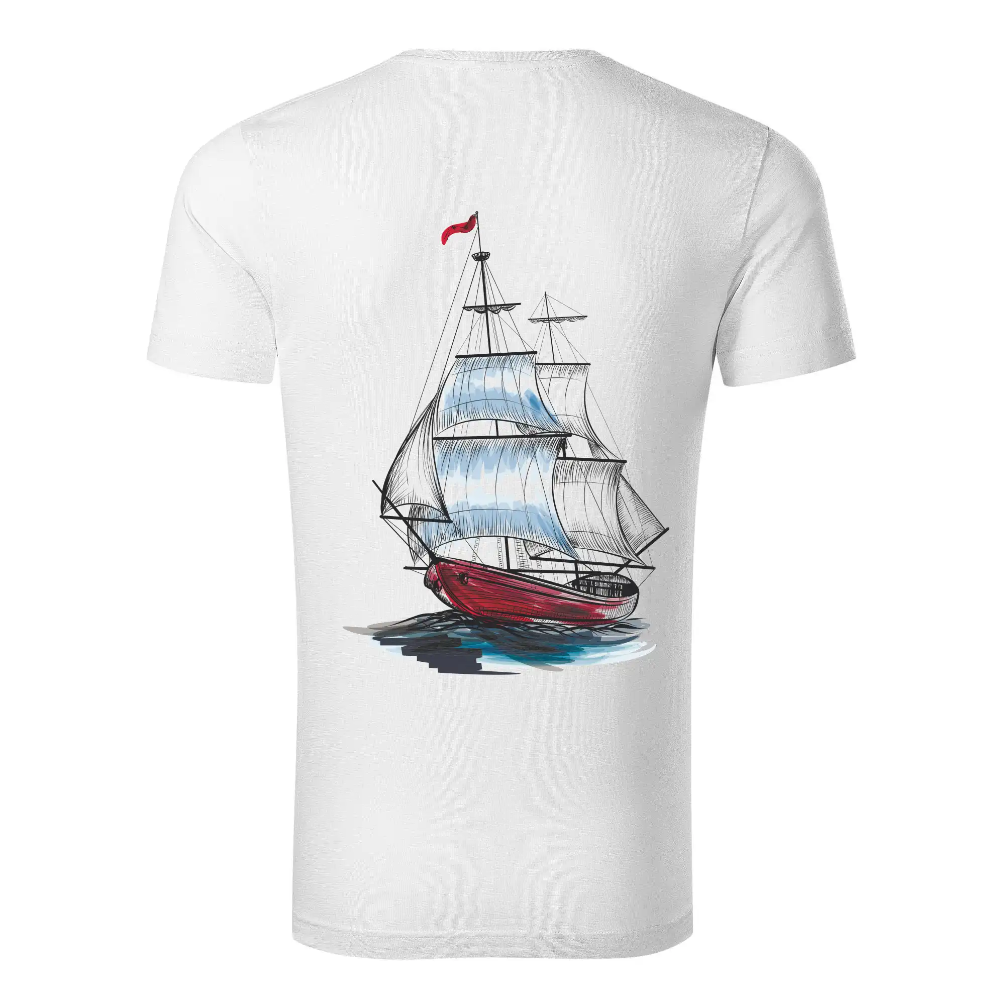 Vodácke tričká - Plachetnica farebná na chrbte - Tričko z organickej bavlny