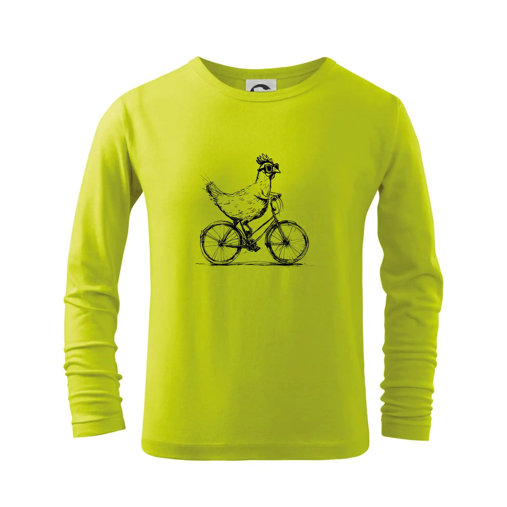 Tričko ako darček pre cyklistu - Sliepka na bicykli - Tričko detské Long Sleeve