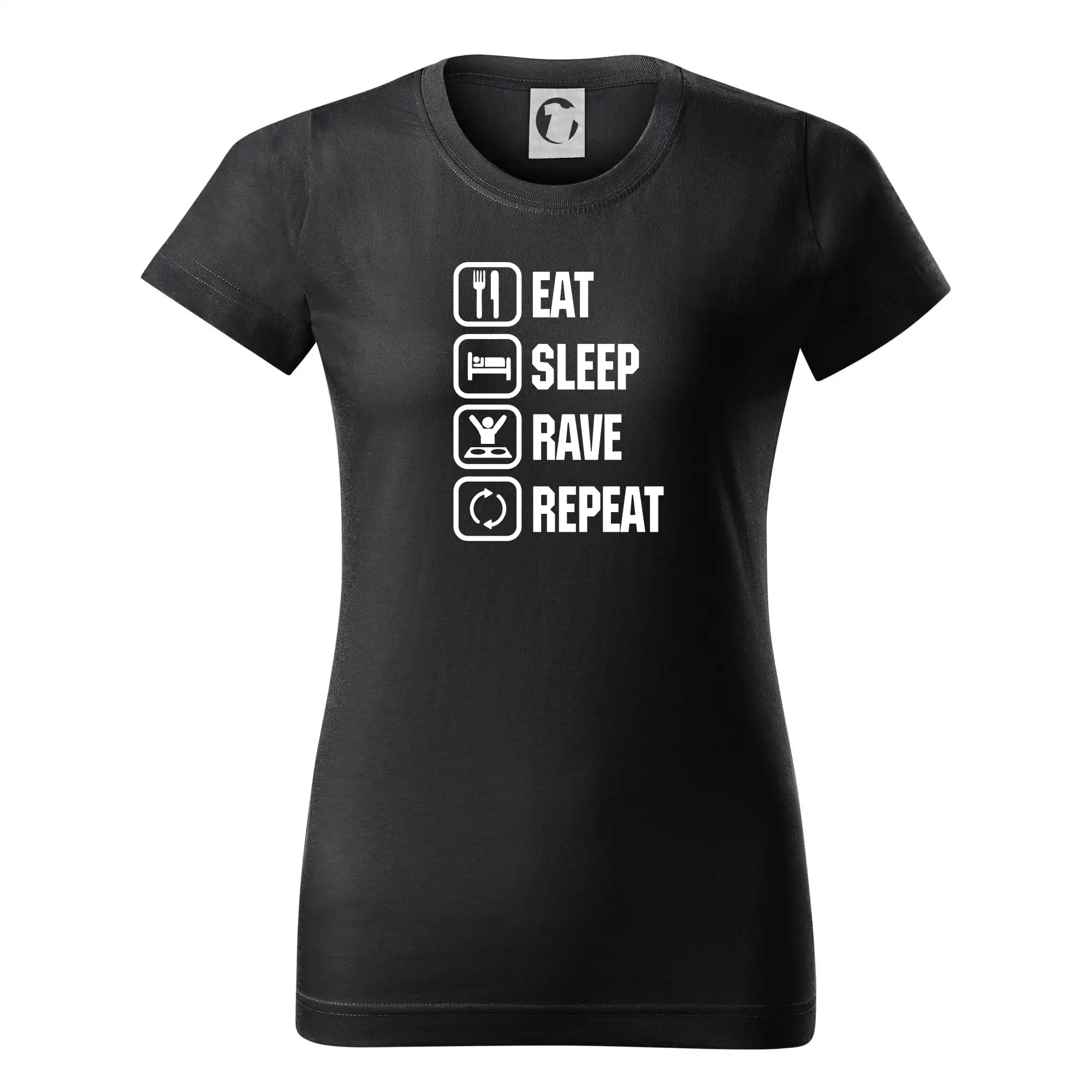 Eat sleep repeat - Eat sleep rave repeat - Dámske tričko basic - ľahko voľnejšie a dlhšie
