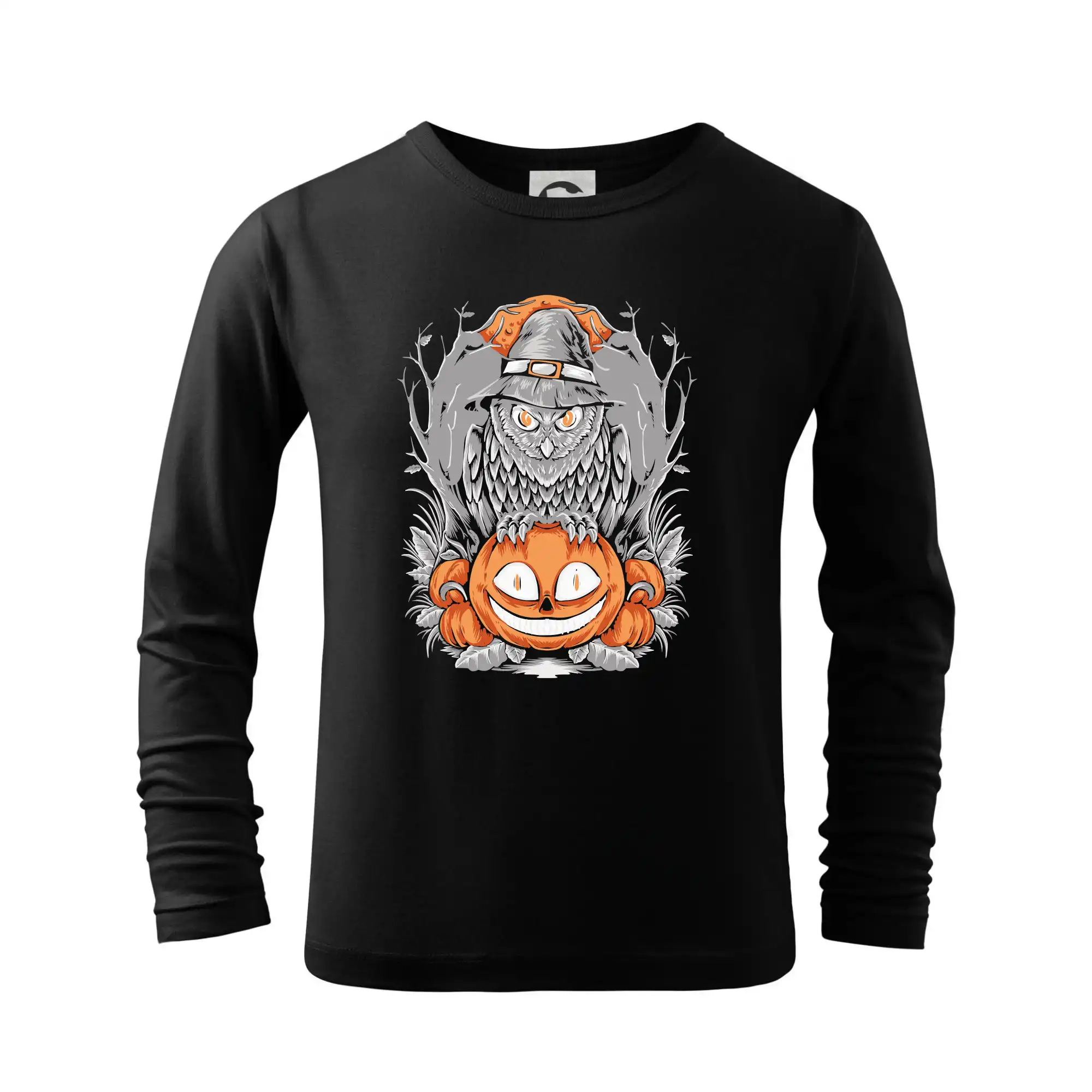Grafické tričká - Tekvica a sova - Tričko detské Long Sleeve