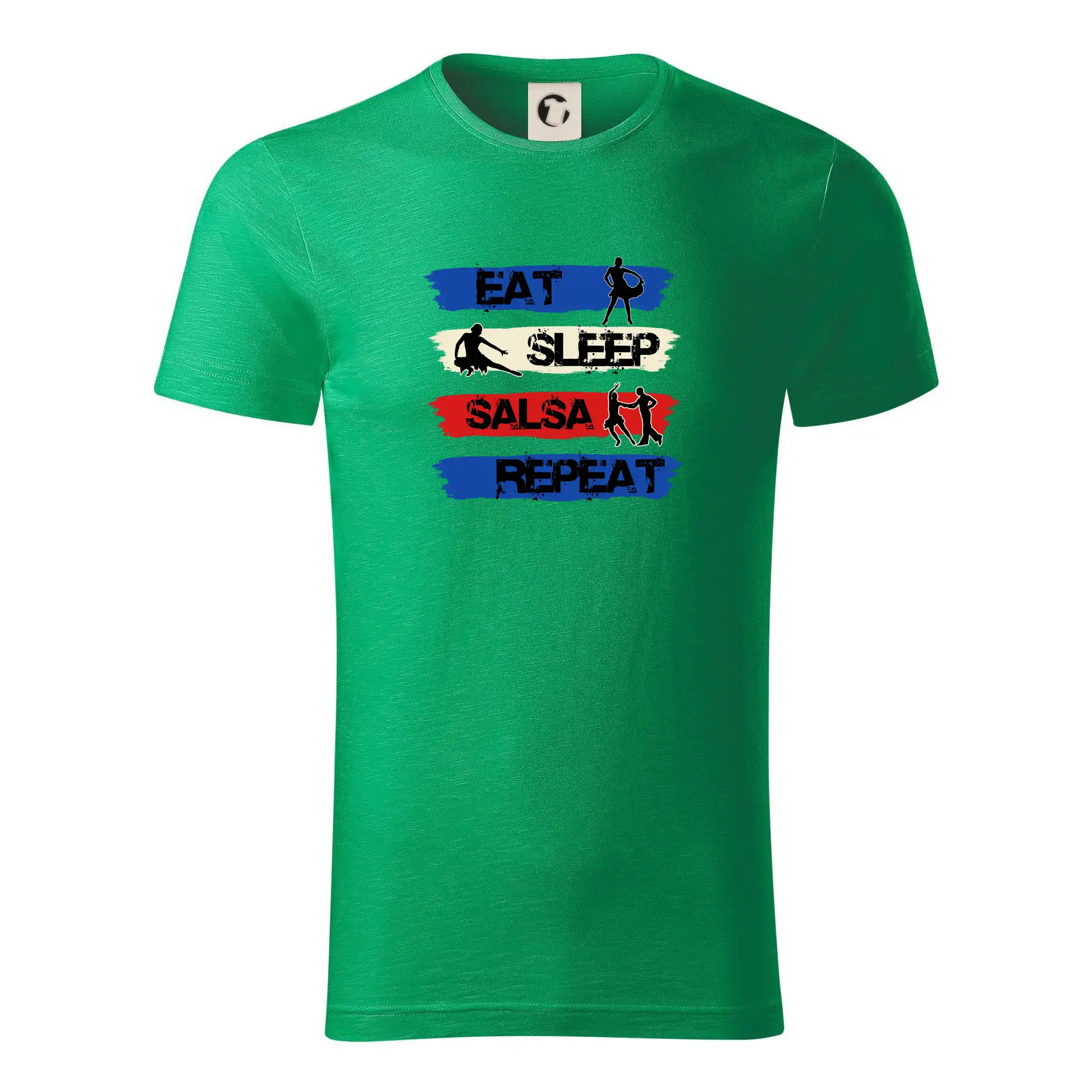 Tričká pre tanečníkov salsy - Eat sleep salsa repeat - Tričko z organickej bavlny