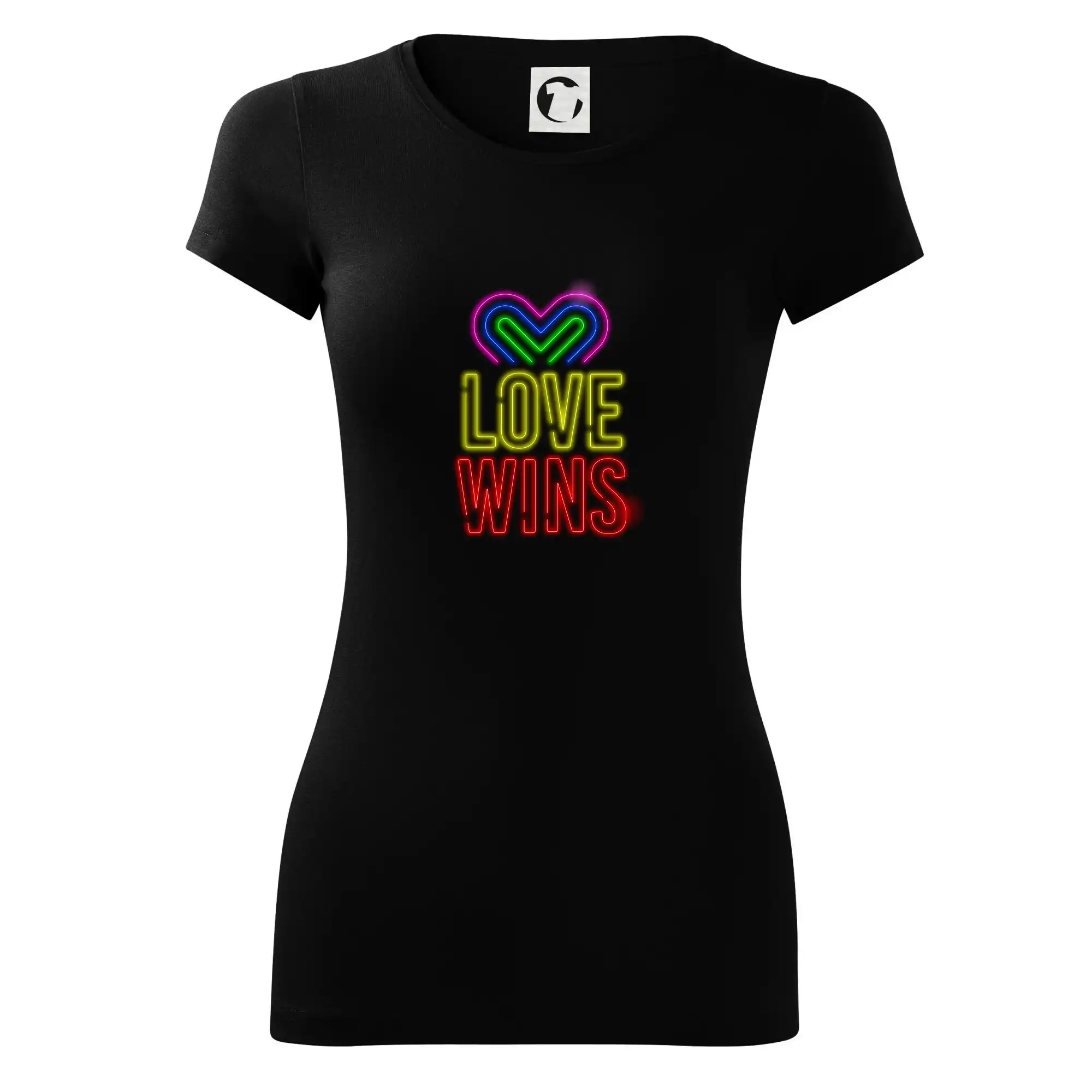 Tričká pre LGBT a Queer komunitu - Neon sign love wins - Dámske tričko Glance - Priliehavejší strih