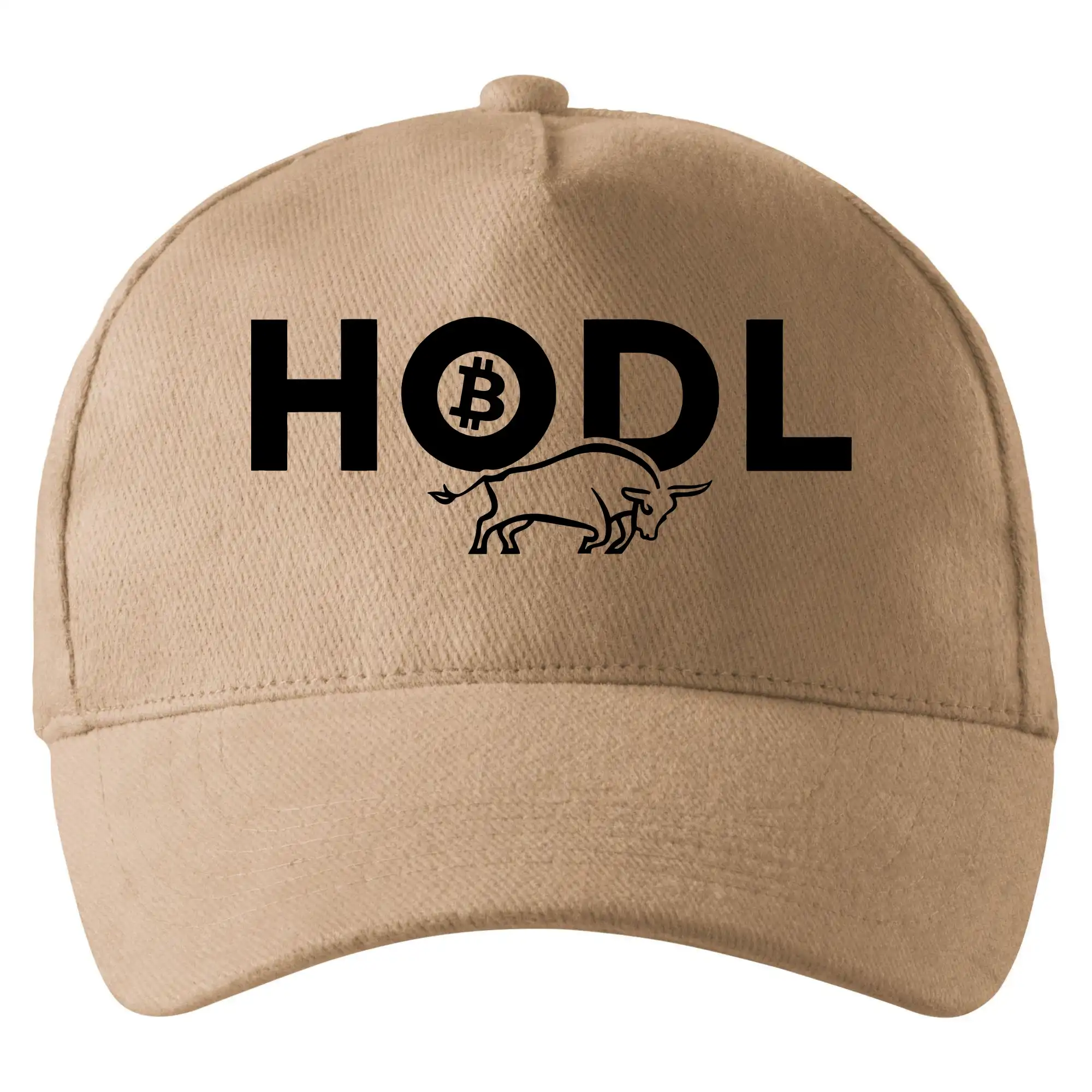 Hodl, nápis a býk - Šiltovka so zahnutým šiltom a mosaznou sponou