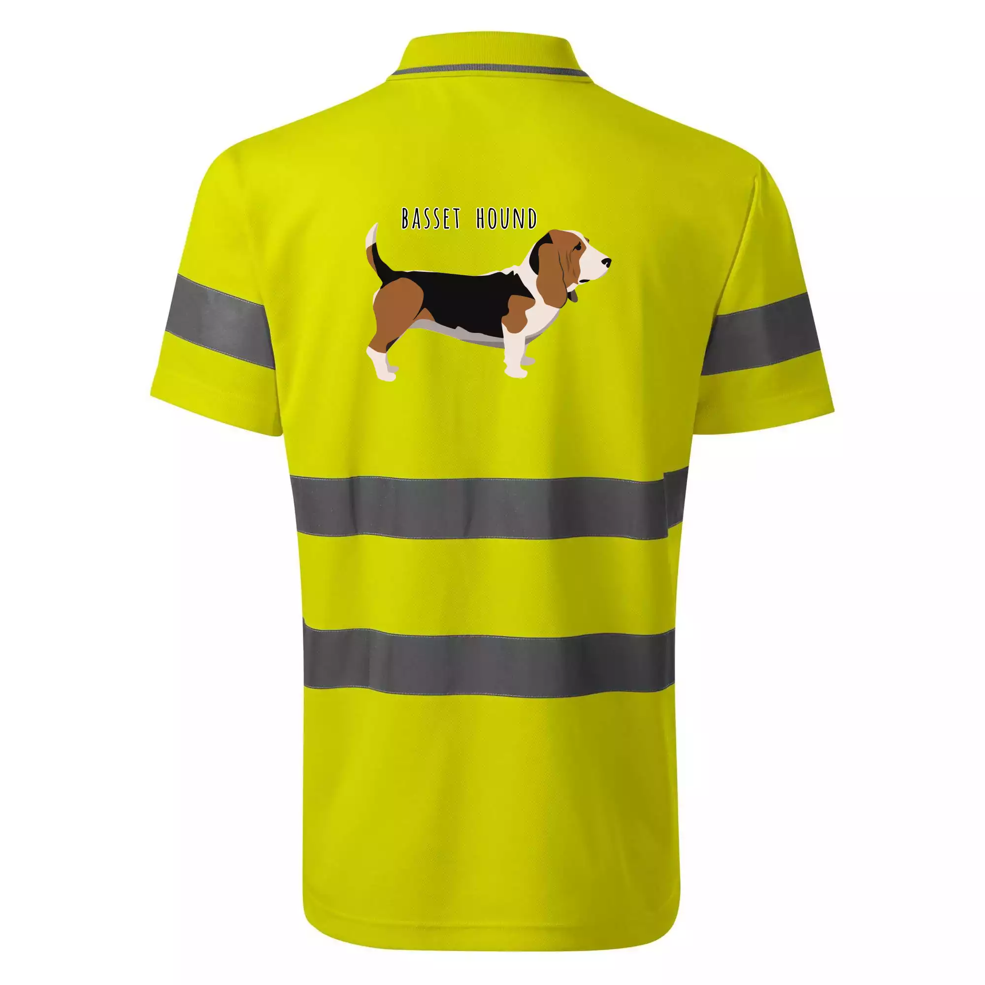 Basset hound pes s nápisem