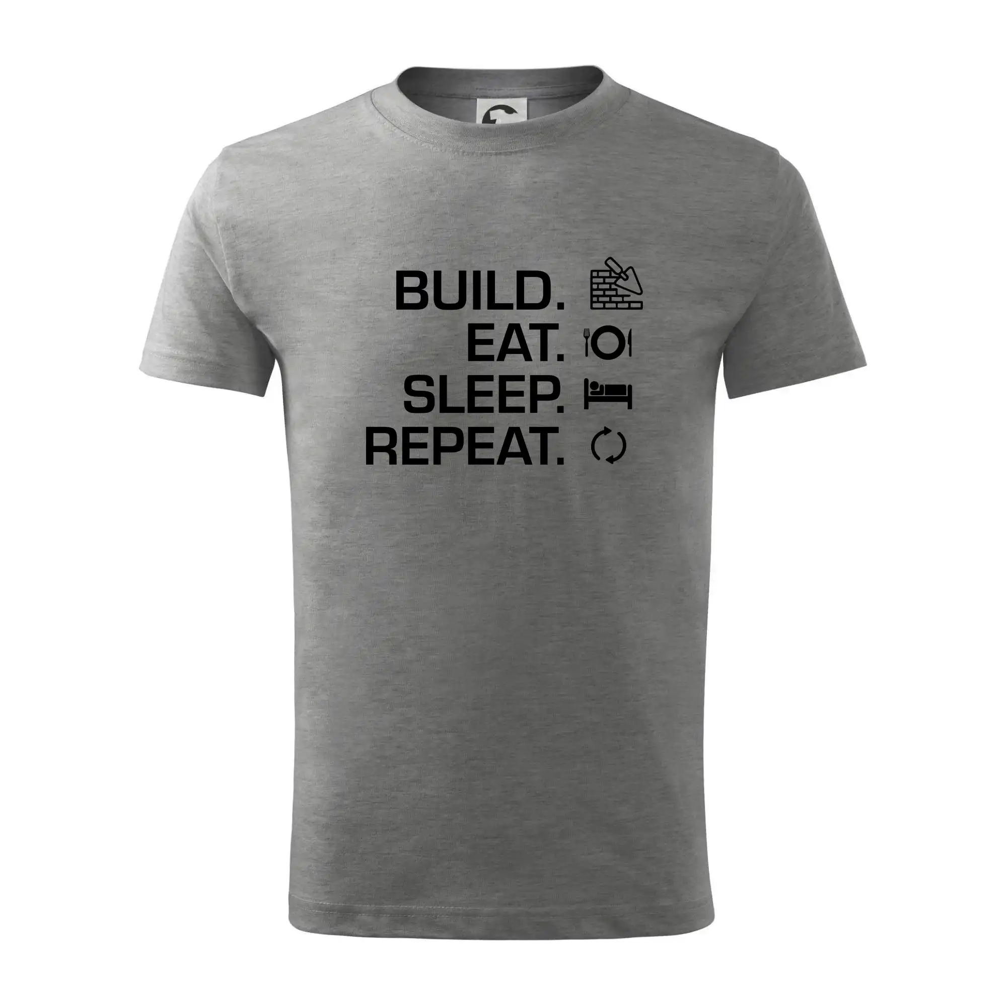 Vtipné tričká pre murárov - Build eat sleep repeat - tehly - Tričko detské bavlnené
