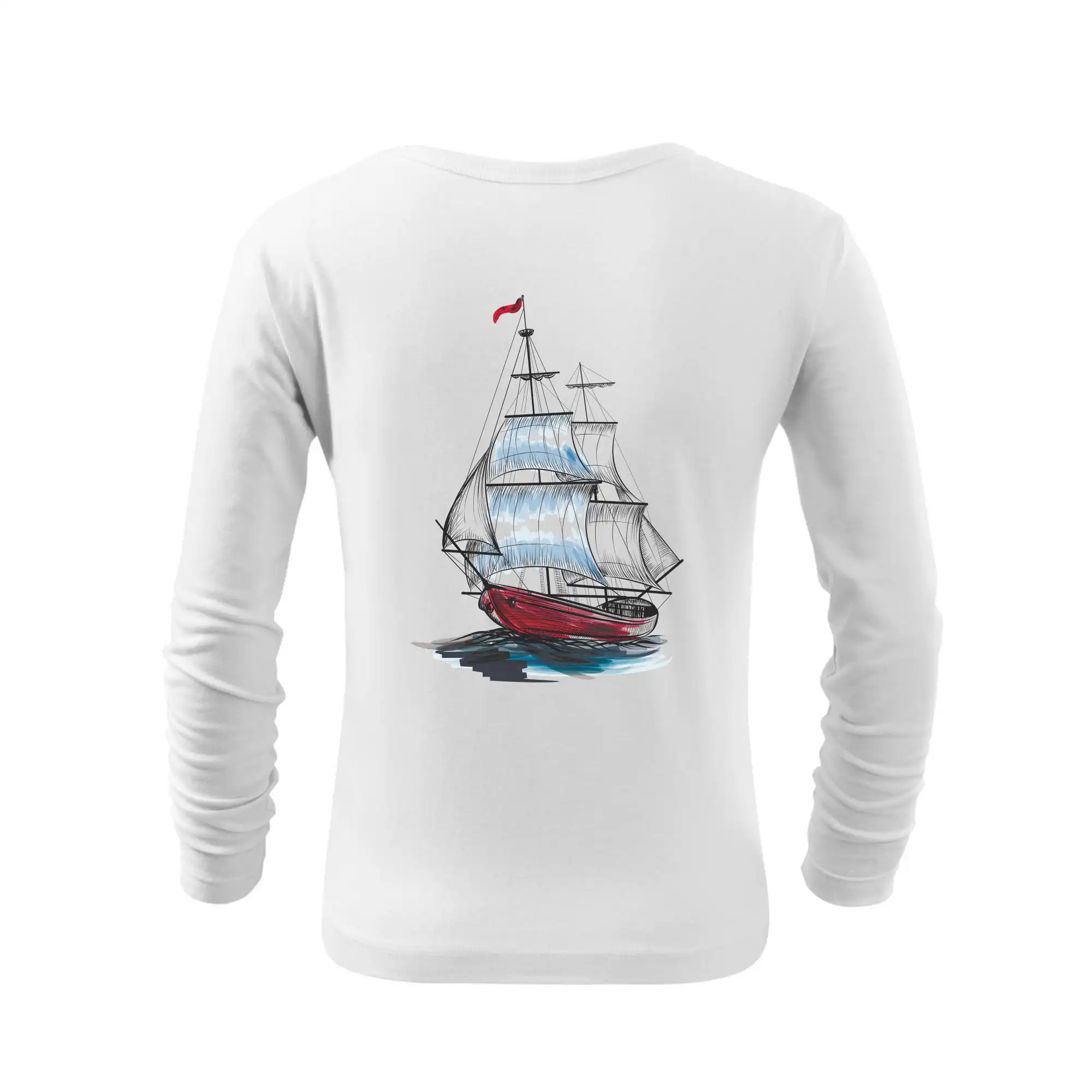 Vodácke tričká - Plachetnica farebná na chrbte - Tričko detské Long Sleeve