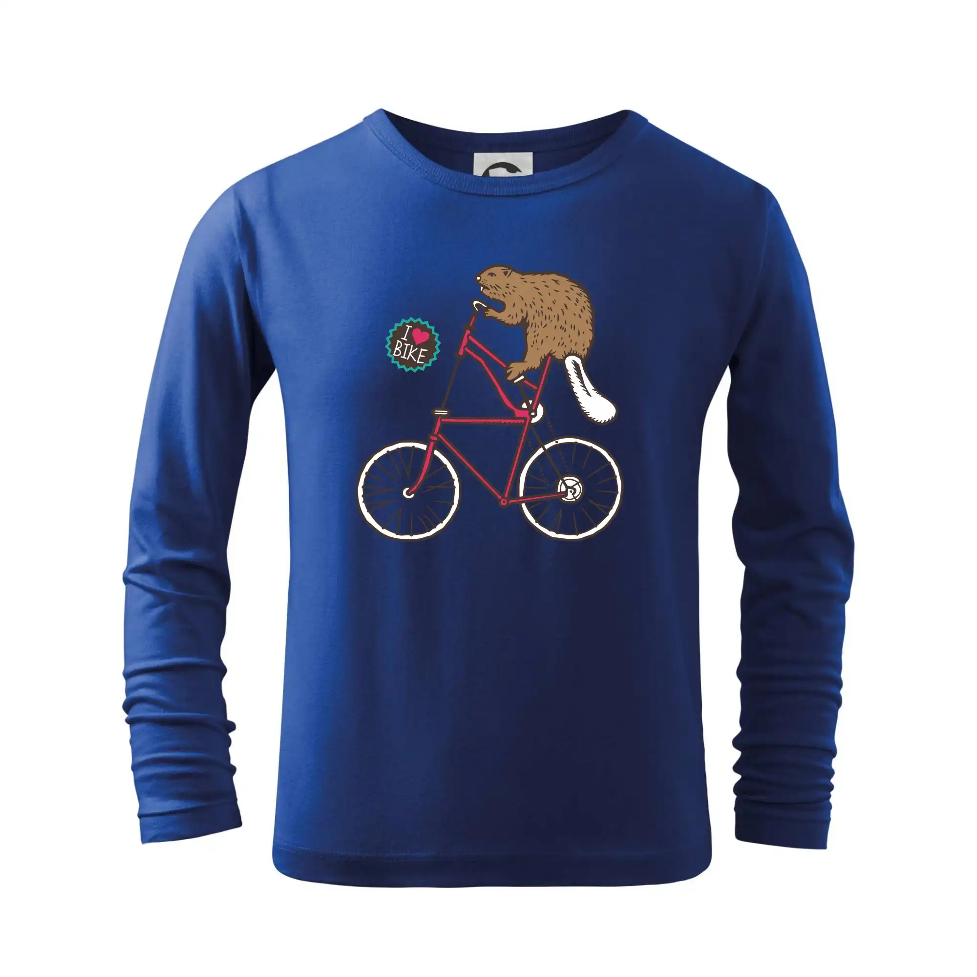 Tričko ako darček pre cyklistu - Bobor na bicykli - Tričko detské Long Sleeve