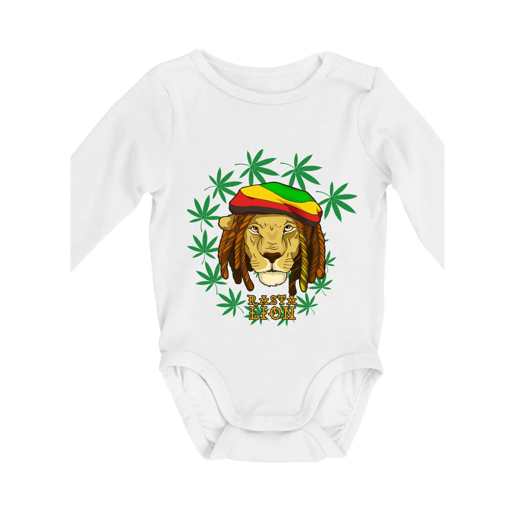 Tričká pre pohodový ľudí - Rasta Lion - Body dojčenské s dlhým rukávom