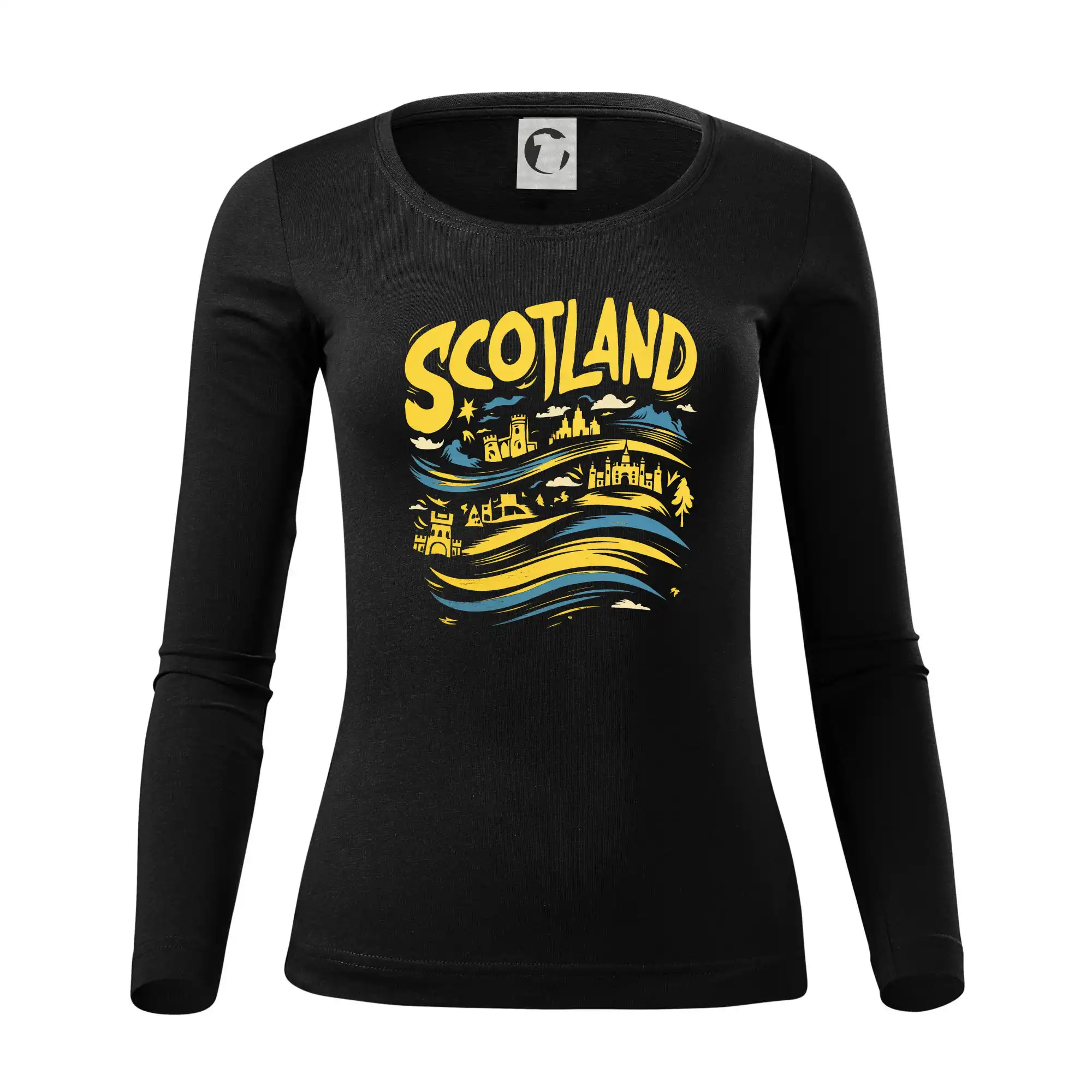 Ostatné mestá / miesta - Scotland kreslené vlny - Dámske tričko FIT-T LS - zužené