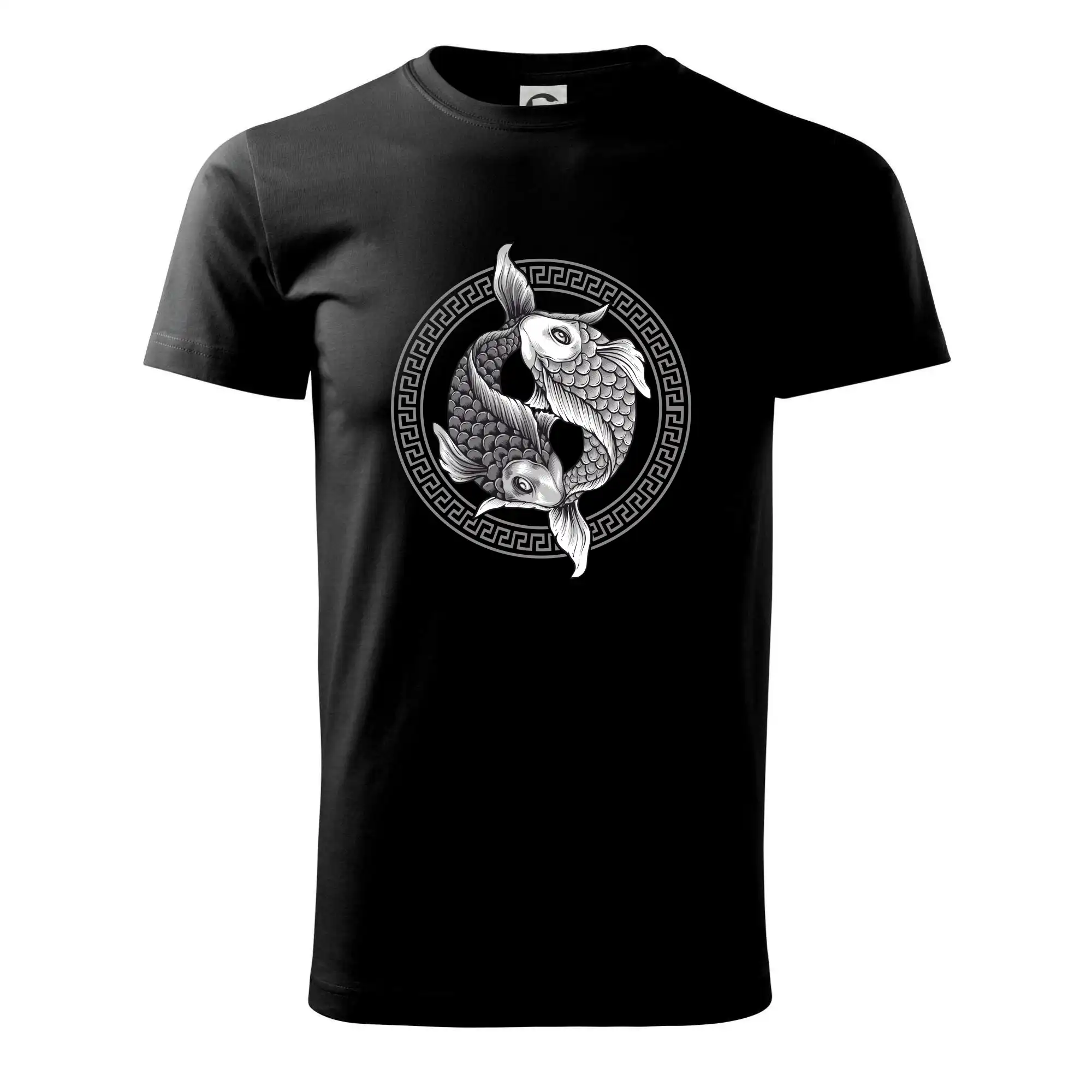 Tričká pre rybárov s potlačou - Yin & Yang ryby čiernobiele - Tričko extra veľké  (5-8XL)