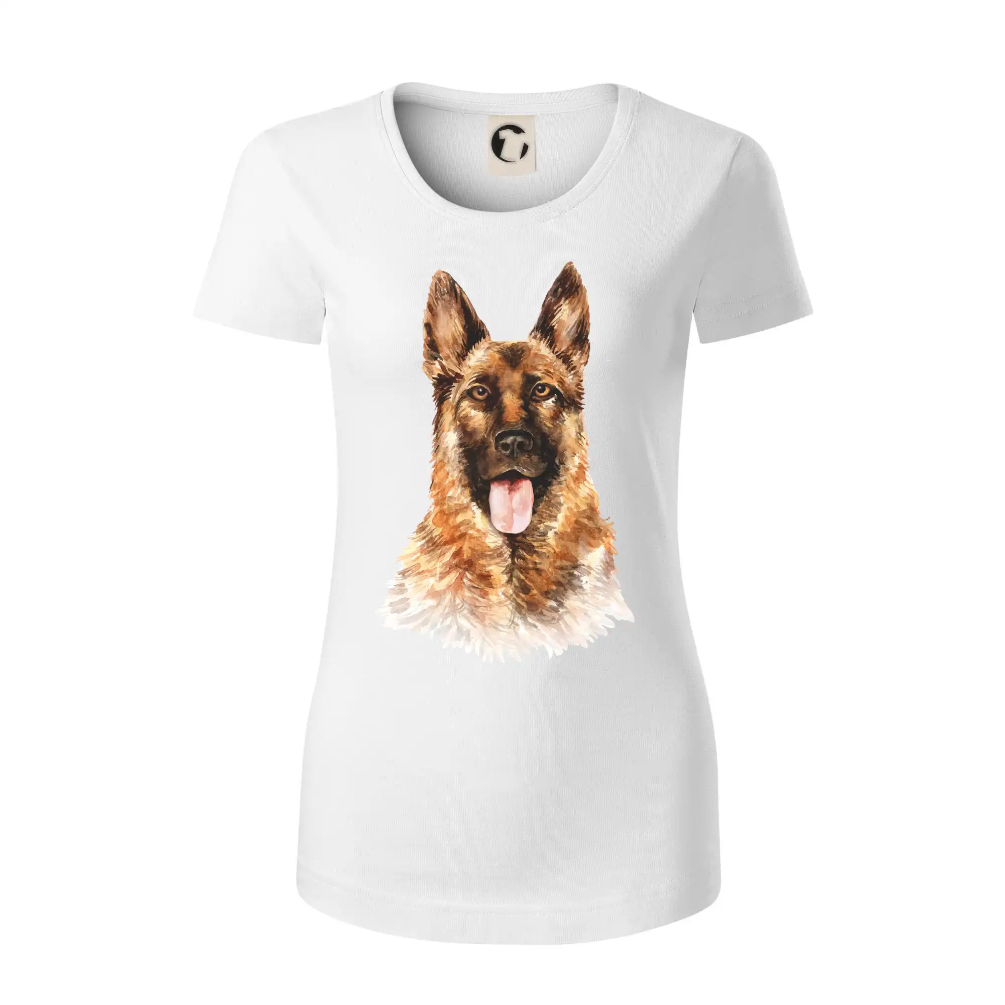 Nemecký ovčiak - German shepherd - vodová farba - Dámske tričko z organickej bavlny Origin (GOTS)