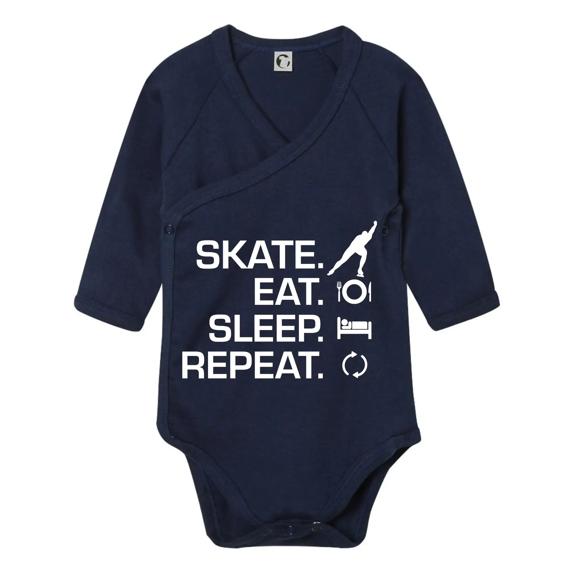 Tričká s motívom ľadových korčúľ - Eat sleep skate - ľadové korčuľovanie - Body zavinovacie s dlhým rukávom