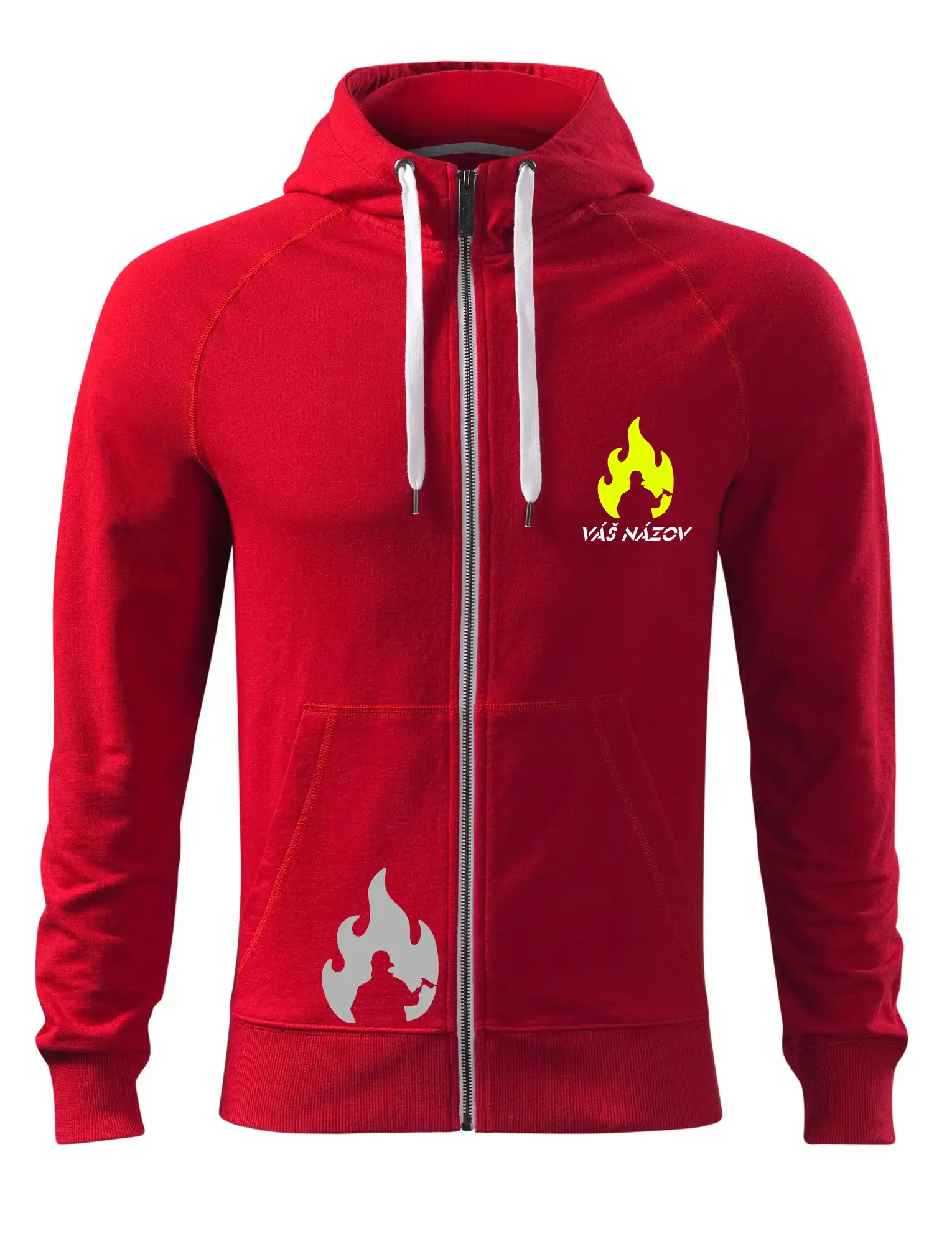 Originálne tričká pre hasičov - Hasiči - oheň - Váš názov - Prsník + chrbát - Mikina Voyage  - 100% bavlna