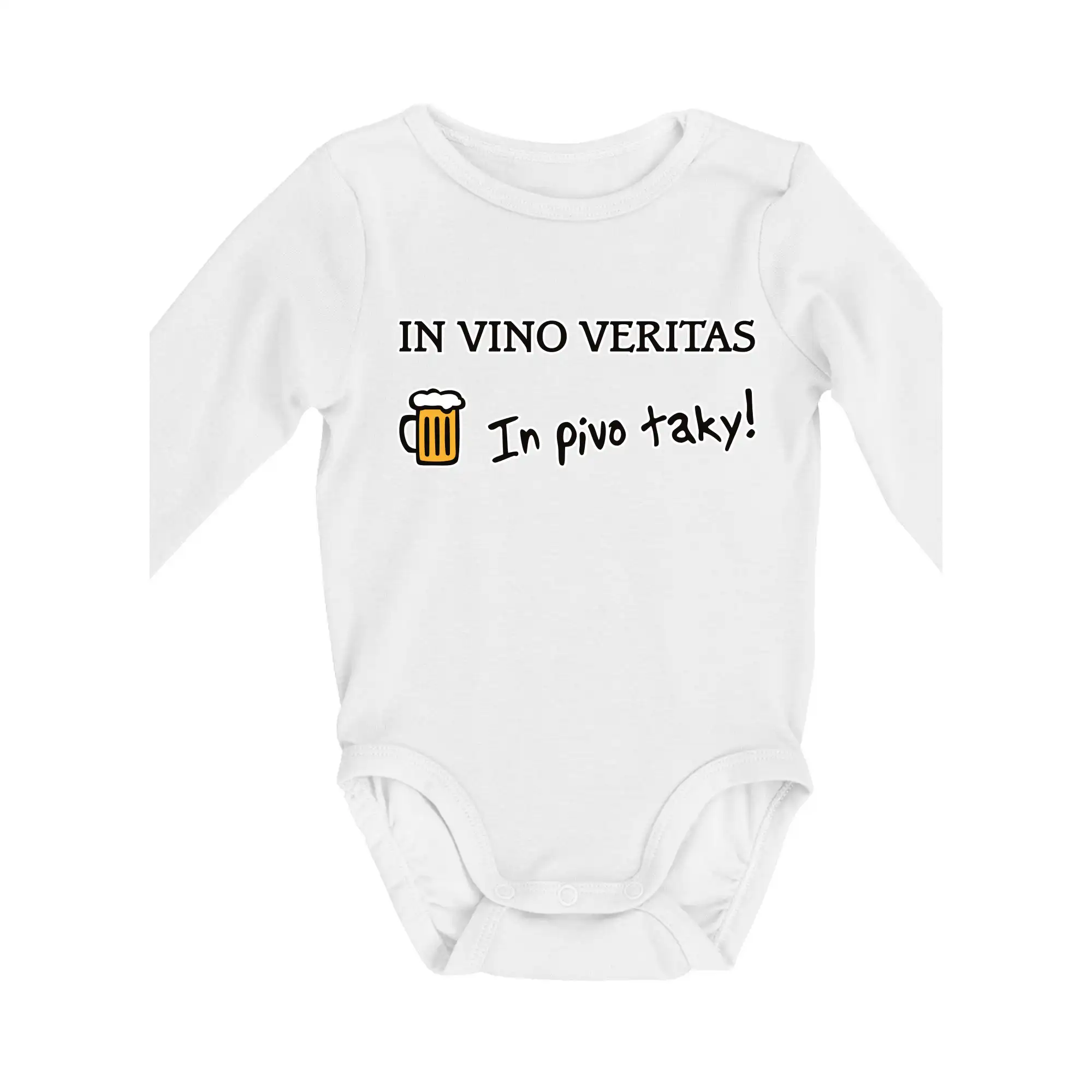 Vtipná tričká pre pivárov - In vino veritas in pivo taky (Hana-creative) - Body dojčenské s dlhým rukávom