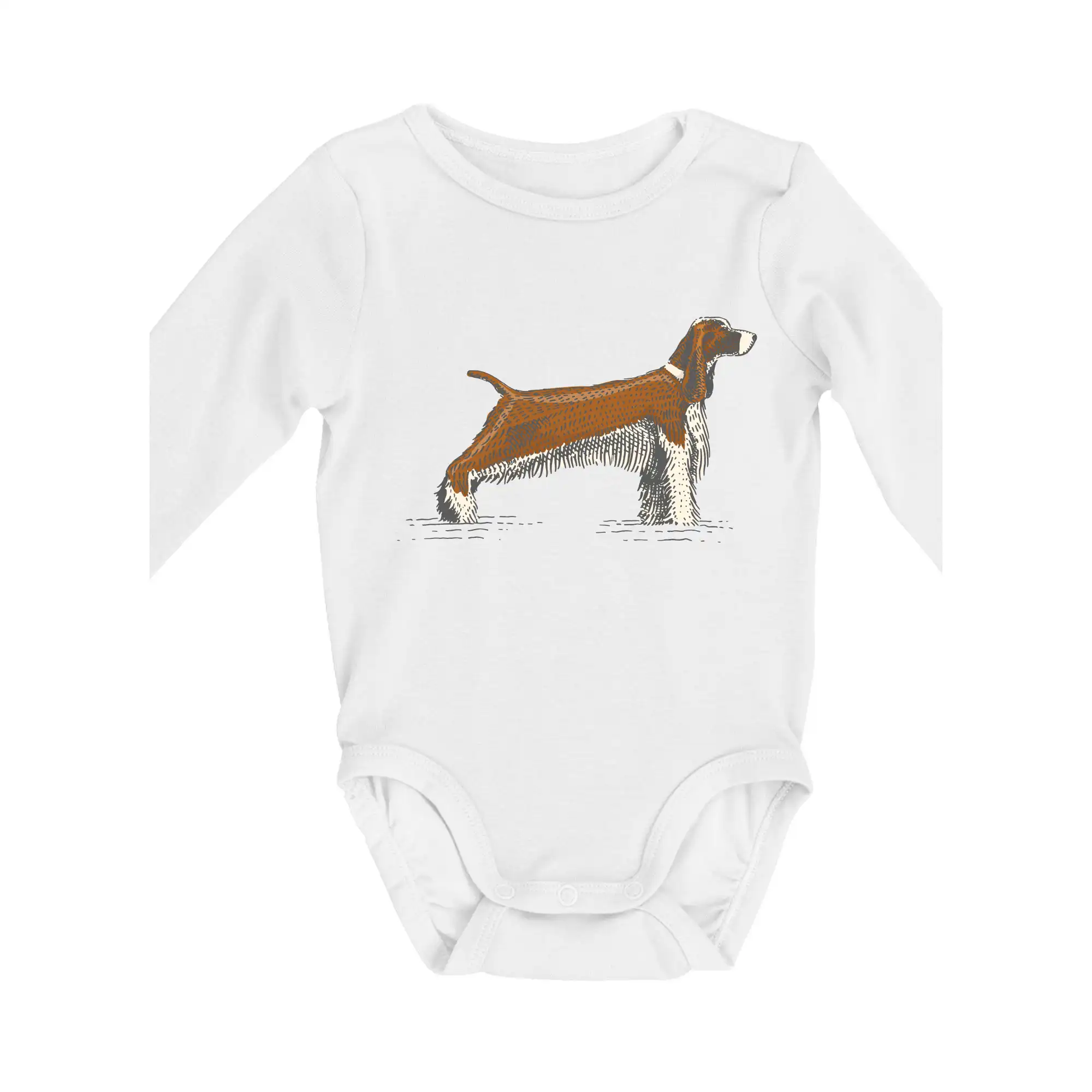 Ostatné psie plemená - Vintage Springer spaniel - Body dojčenské s dlhým rukávom