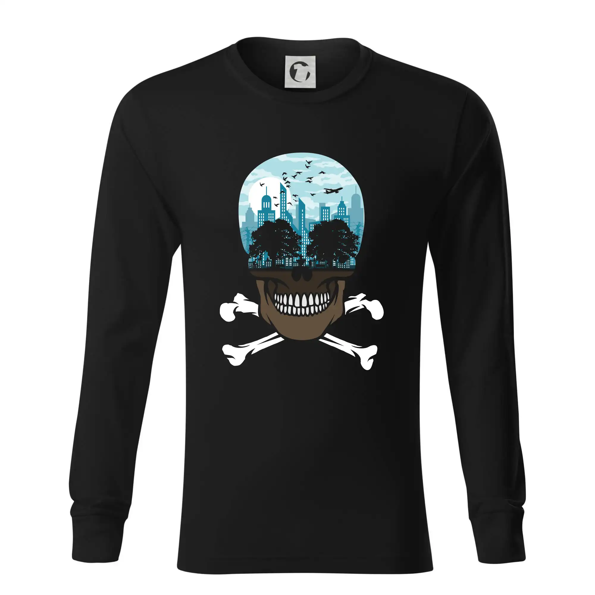 Grafické tričká - Death City skull - Tričko s dlhým rukávom LS R05