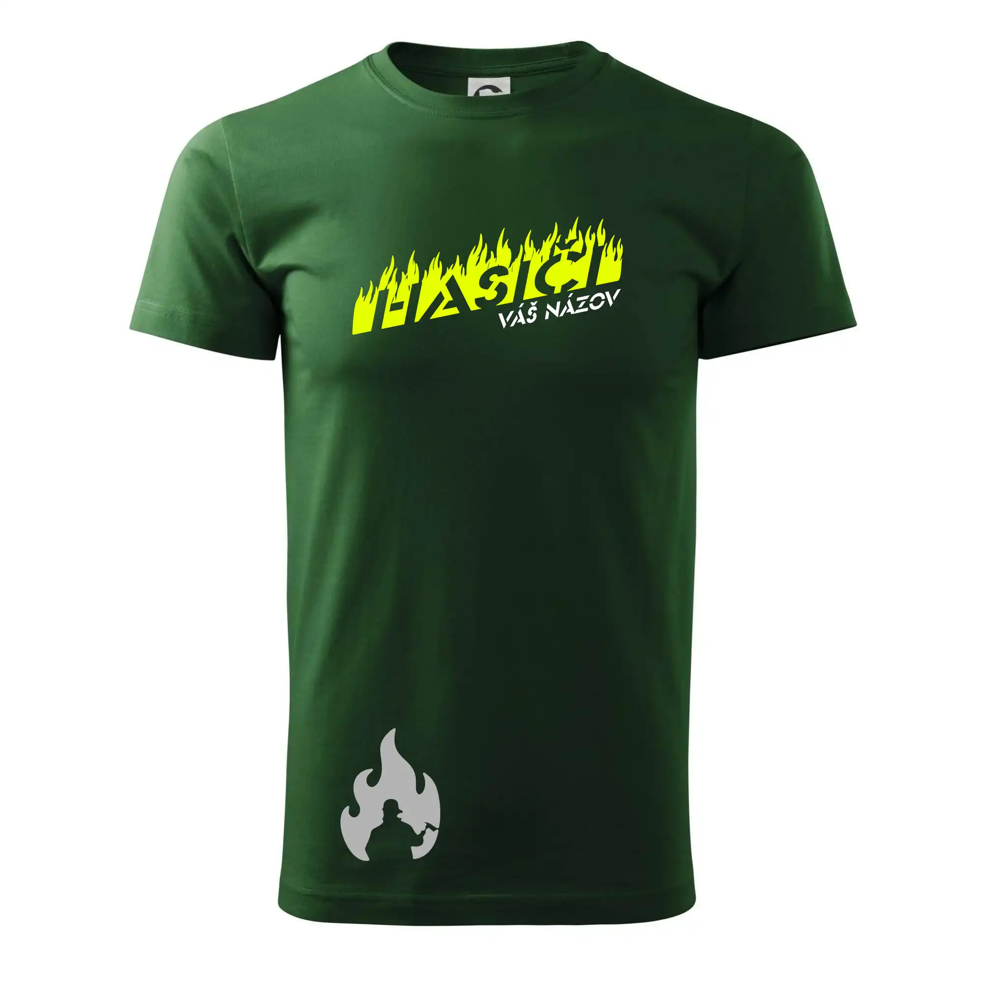 Originálne tričká pre hasičov - Hasiči - oheň - Váš názov - Tričko extra veľké  (5-8XL)