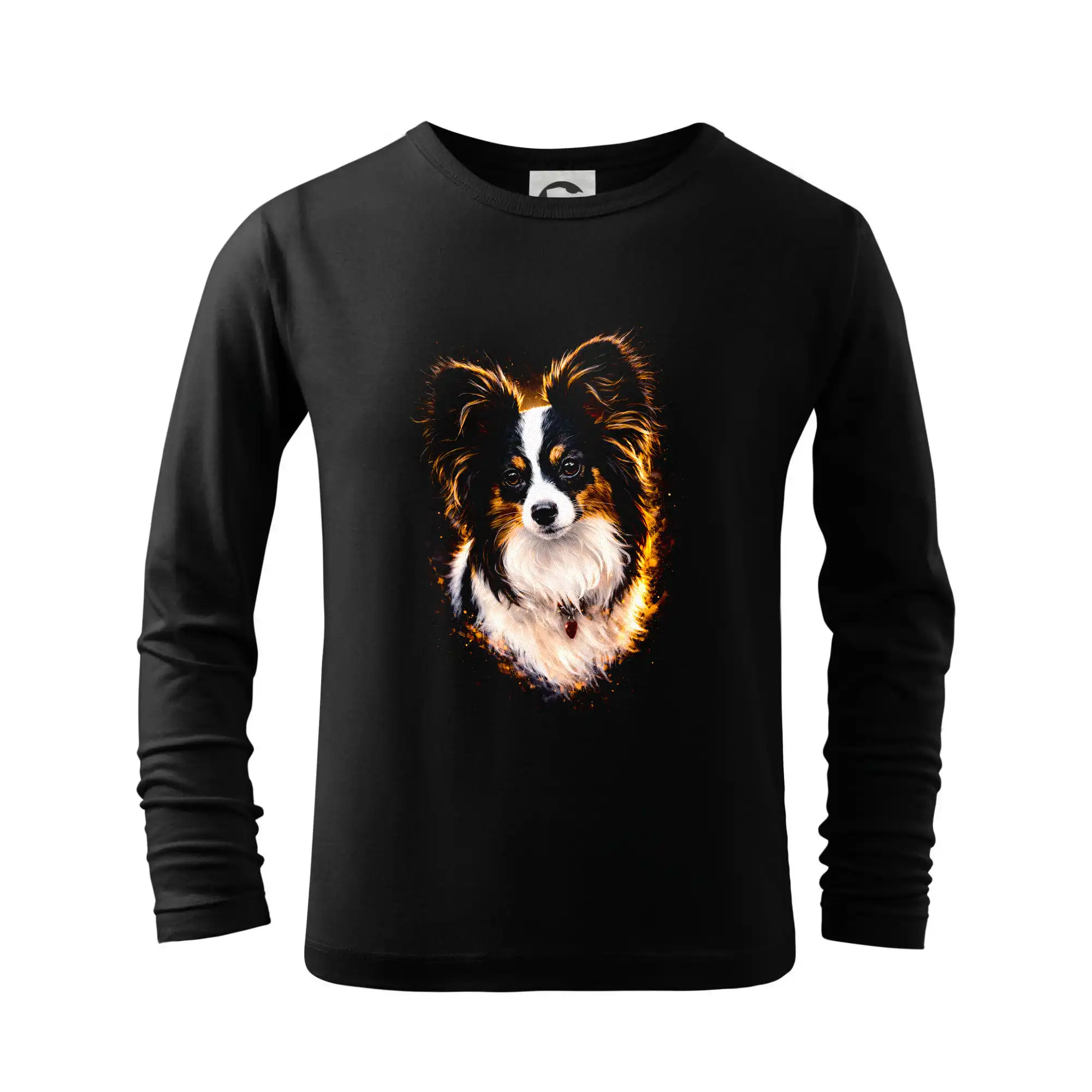 Ostatné psie plemená - Obrázok poltón papillon hlava - Tričko detské Long Sleeve