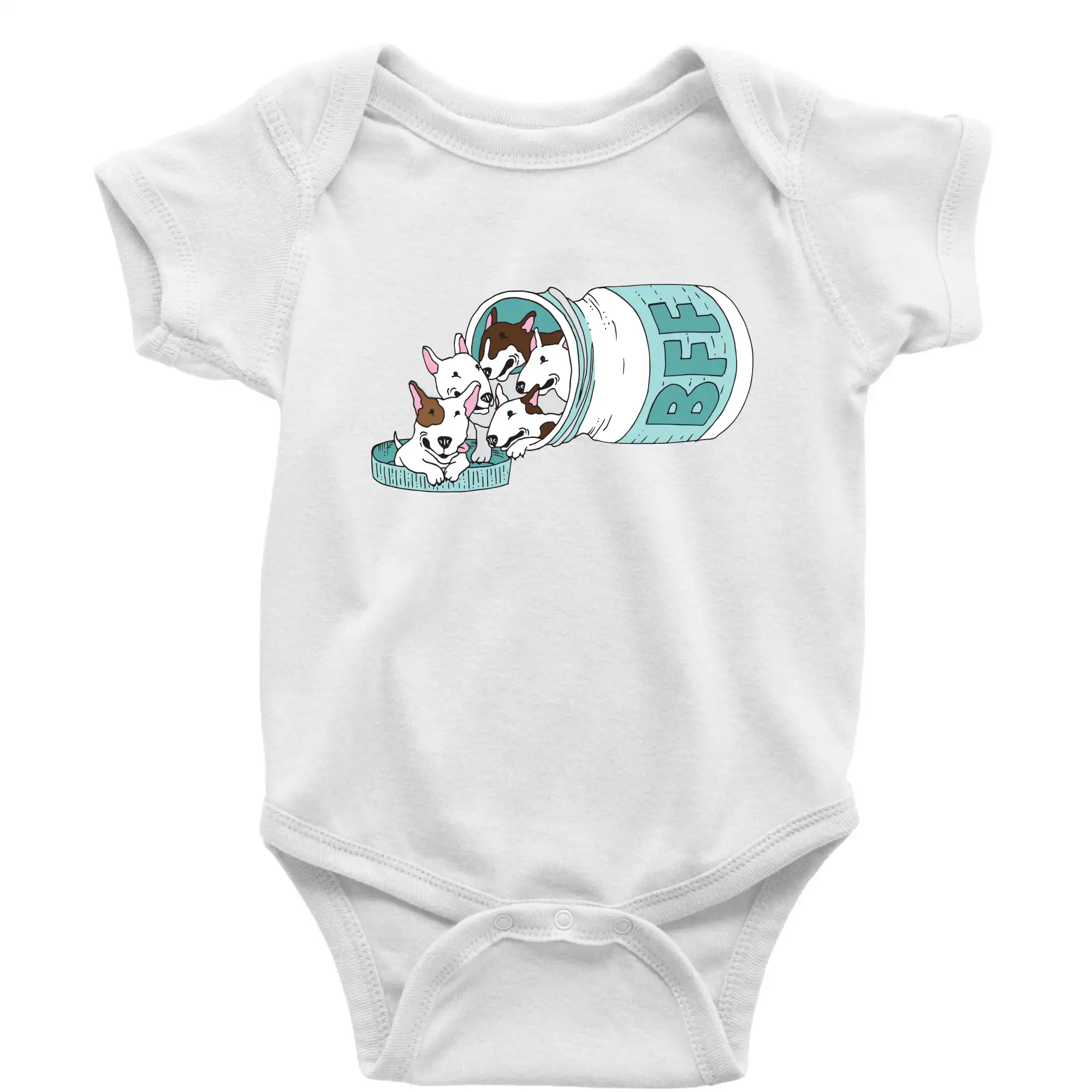 Ostatné psie plemená - Bullterrier Friends Forever zelené (Pecka design) - Body dojčenské s krátkym rukávom